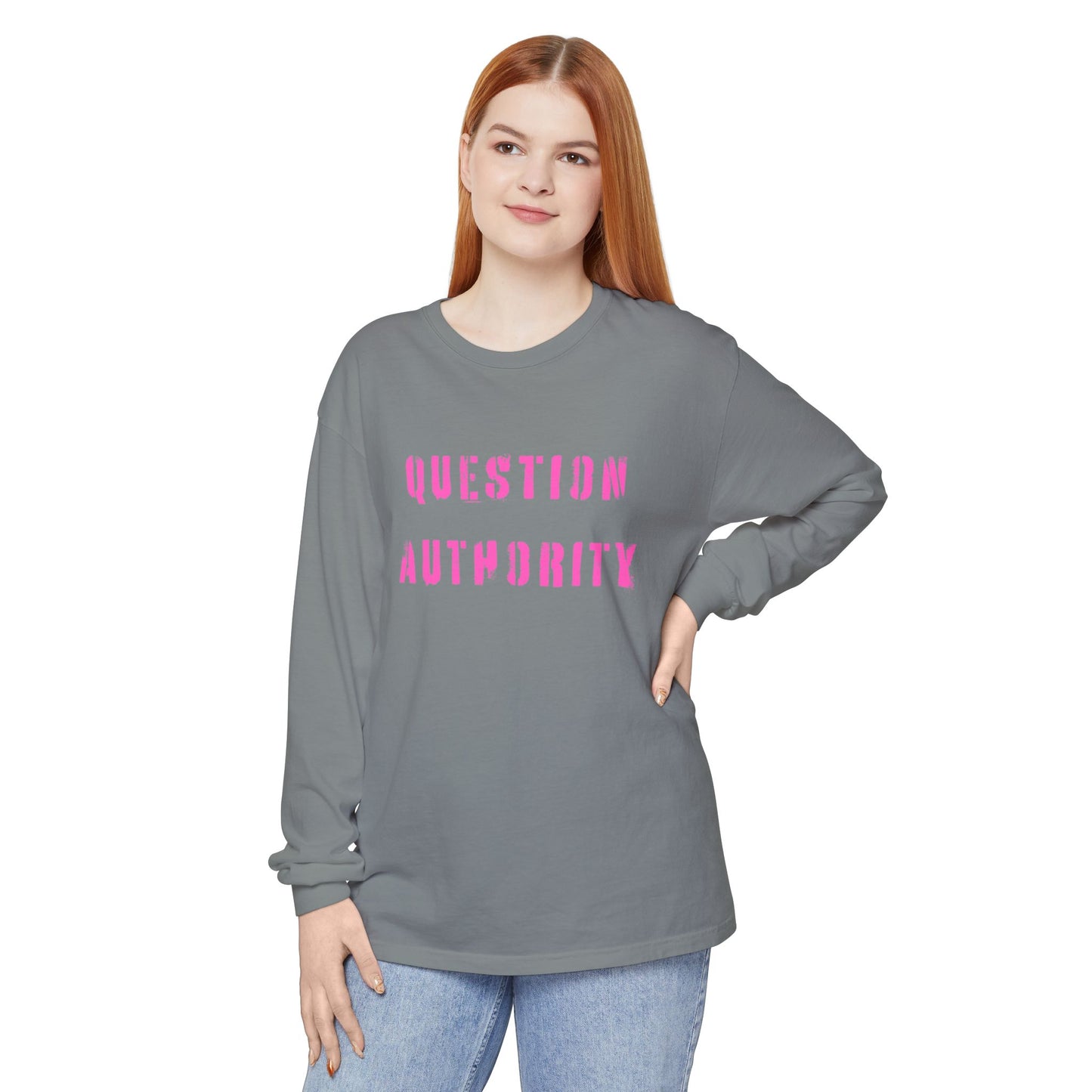 Unisex Long Sleeve Tee - ‘QUESTION AUTHORITY