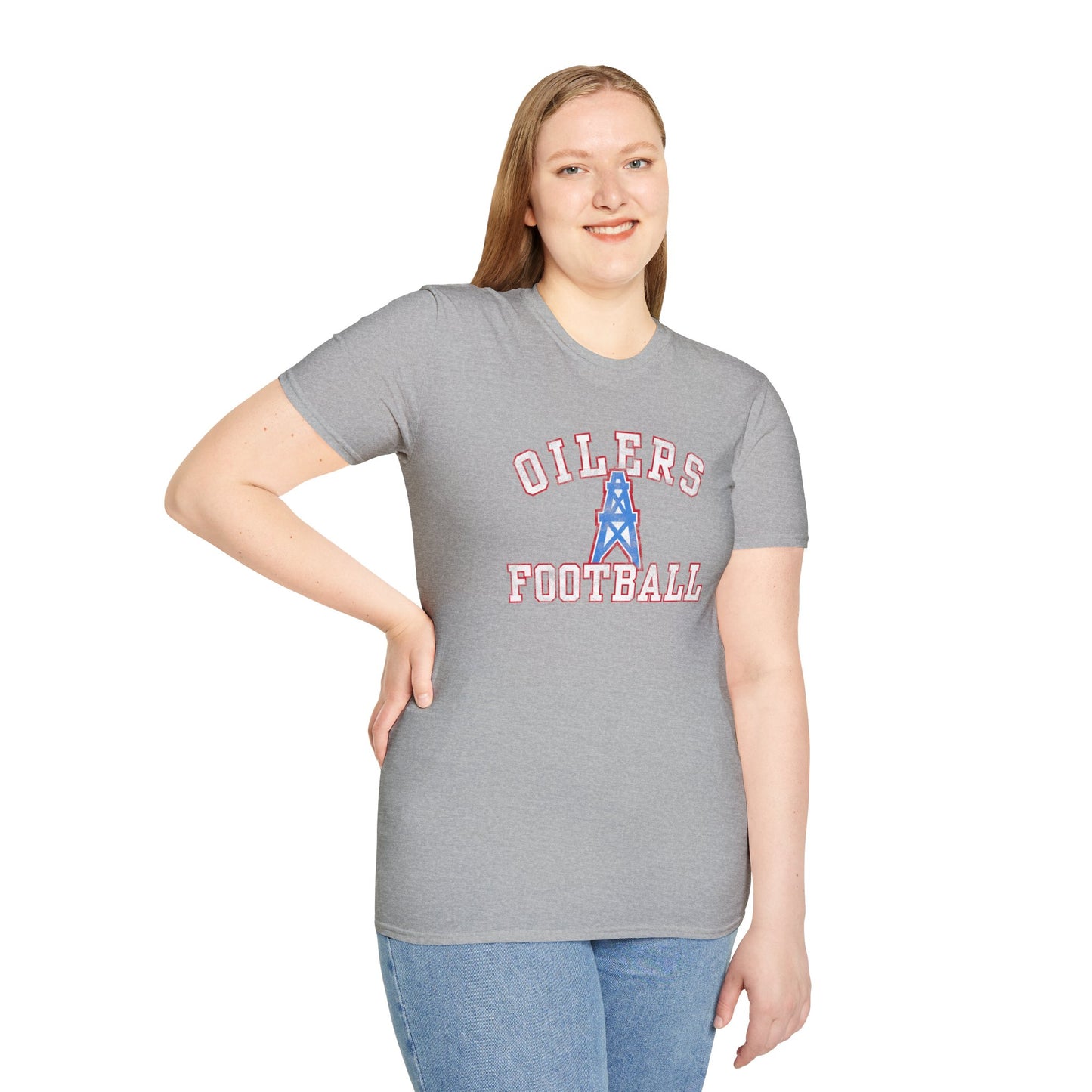 Houston Oilers Distressed “Oilers Football” Unisex T-Shirt | Up to 5X