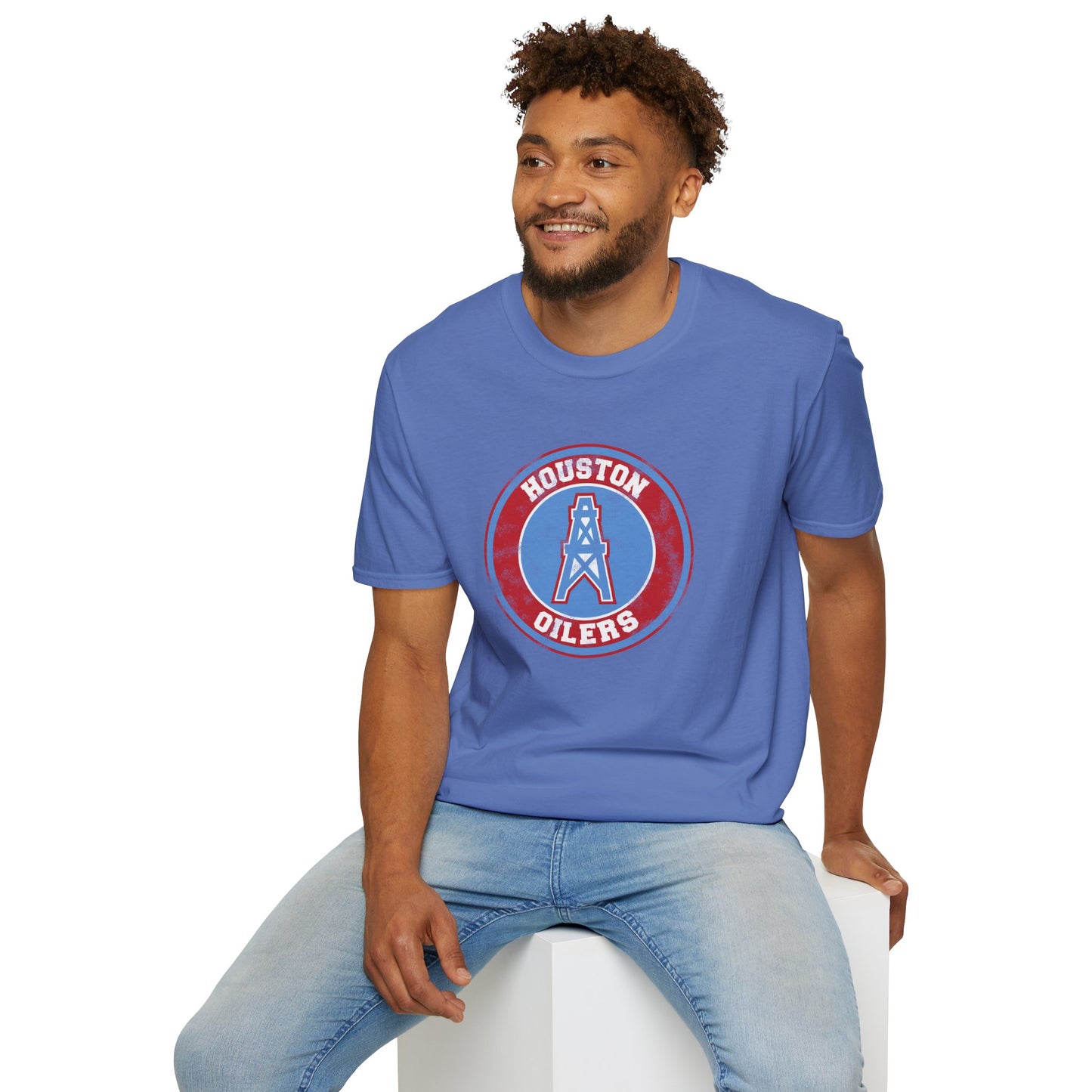 Houston Oilers Distressed Emblem Unisex T-Shirt | Up to 5X