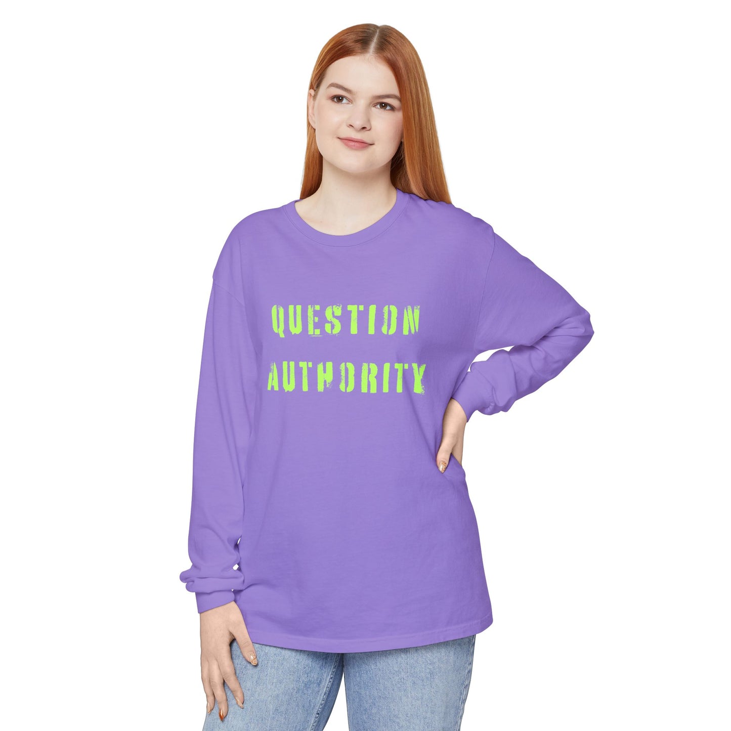 Unisex Long Sleeve Tee - ‘QUESTION AUTHORITY