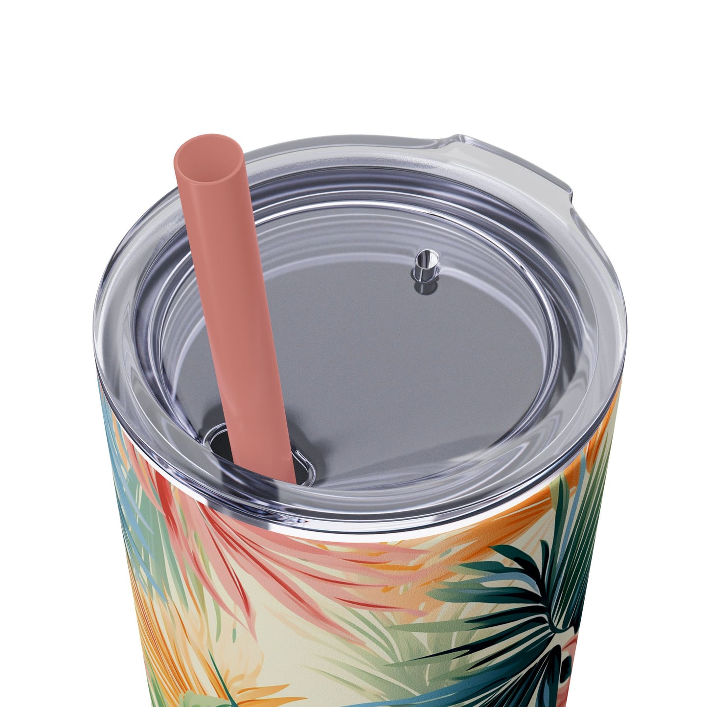 Tropical Floral Skinny Tumbler with Straw - 20oz Travel Drinkware