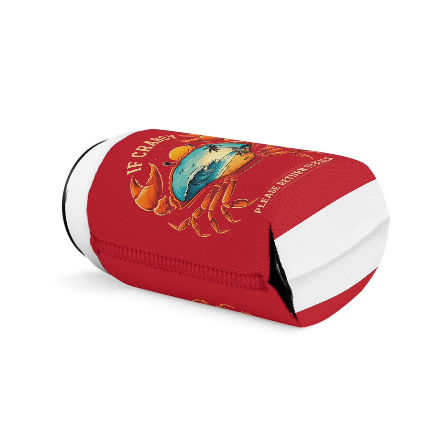 Beach-Themed Can Cooler Sleeve - "If Crabby, Please Return to Beach"