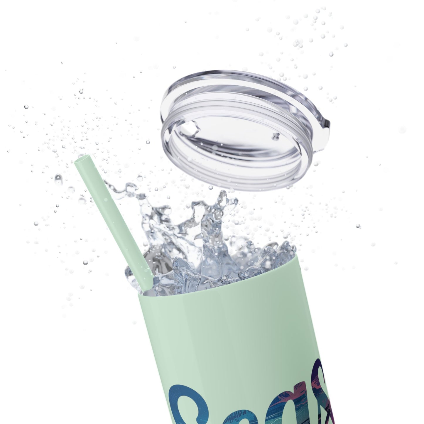 Seas the Day Skinny Tumbler with Straw - 20oz Travel Cup