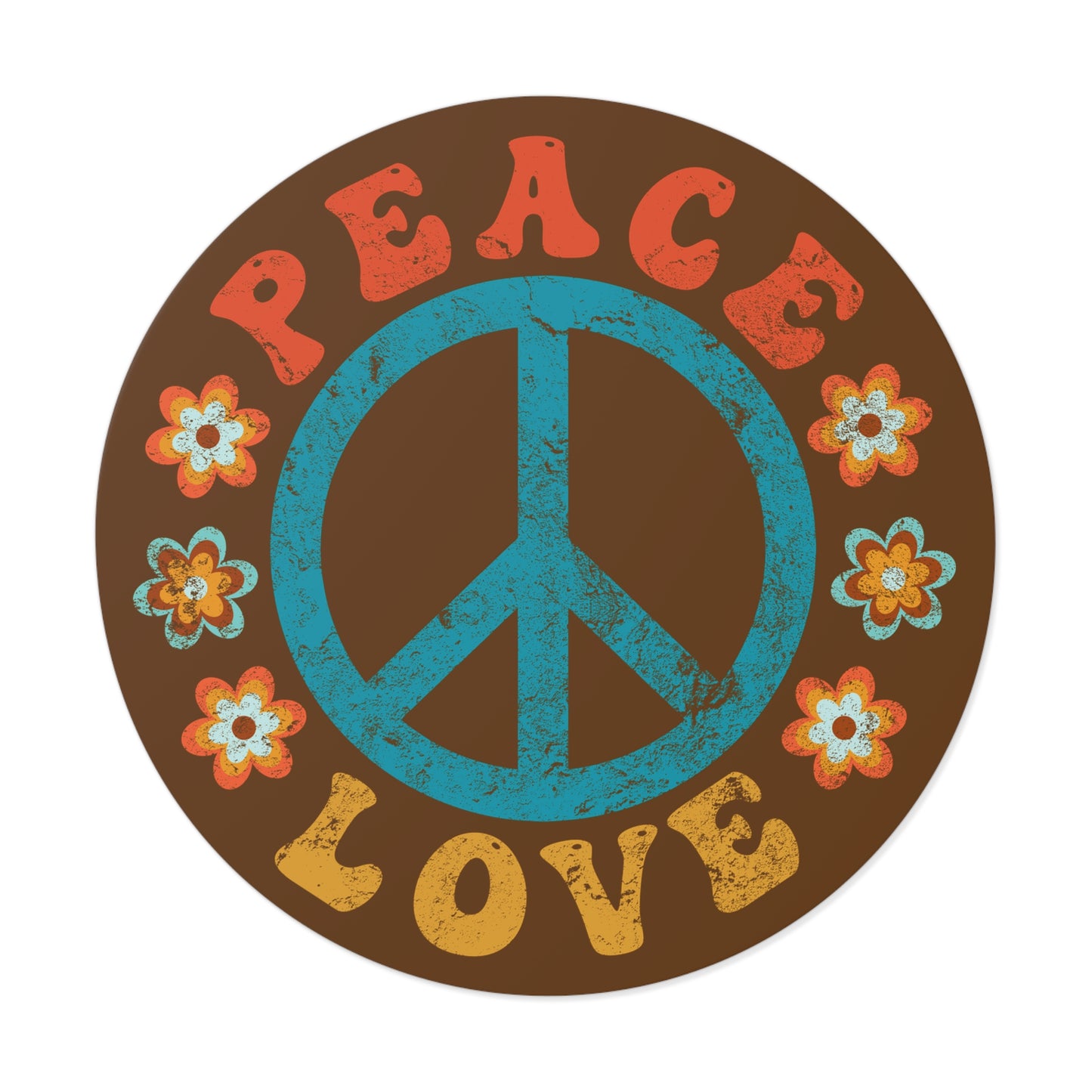 Peace & Love Round Vinyl Sticker