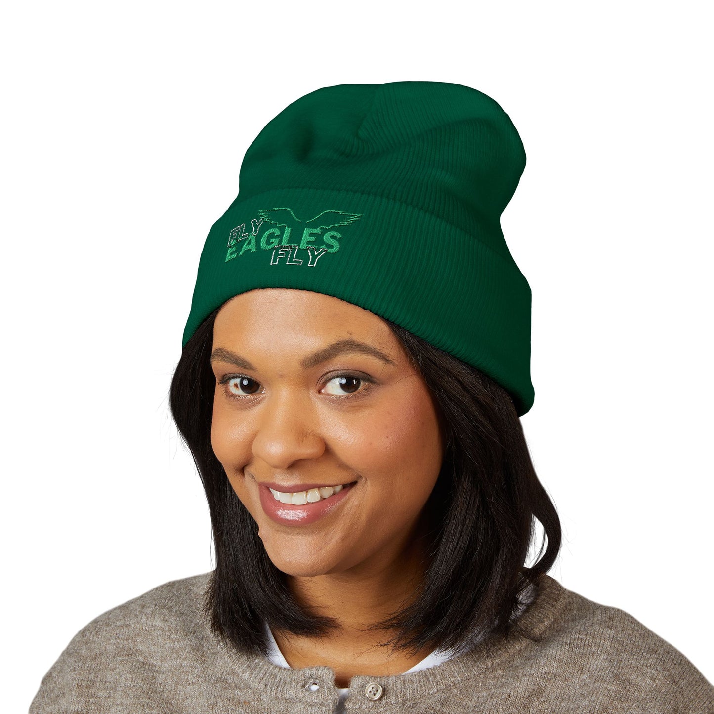 Cuffed Beanie - Eagles Embroidered ‘Fly Eagles Fly’