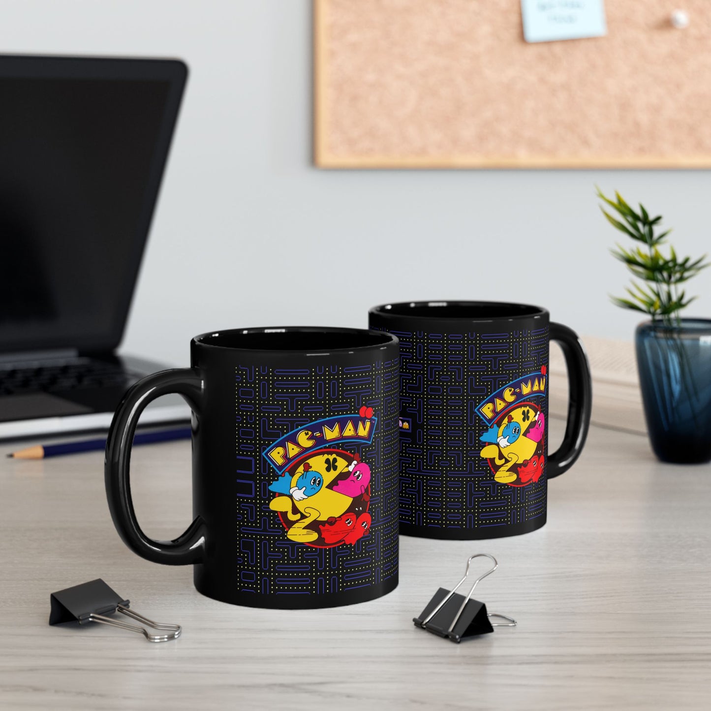 Pac-Man Themed Black Mug