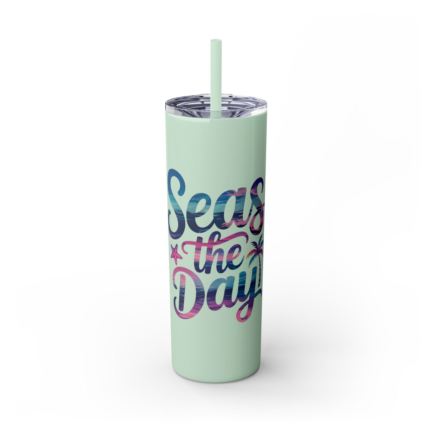 Seas the Day Skinny Tumbler with Straw - 20oz Travel Cup