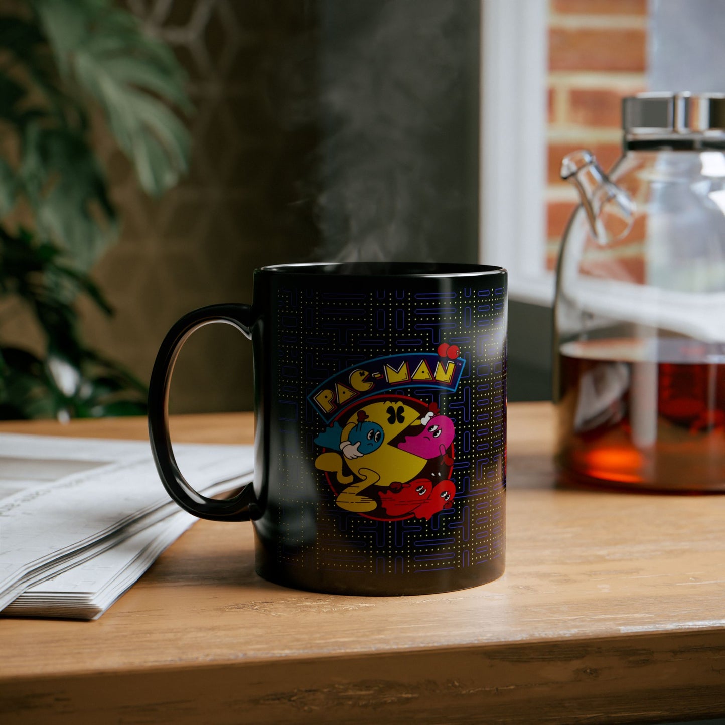 Pac-Man Themed Black Mug