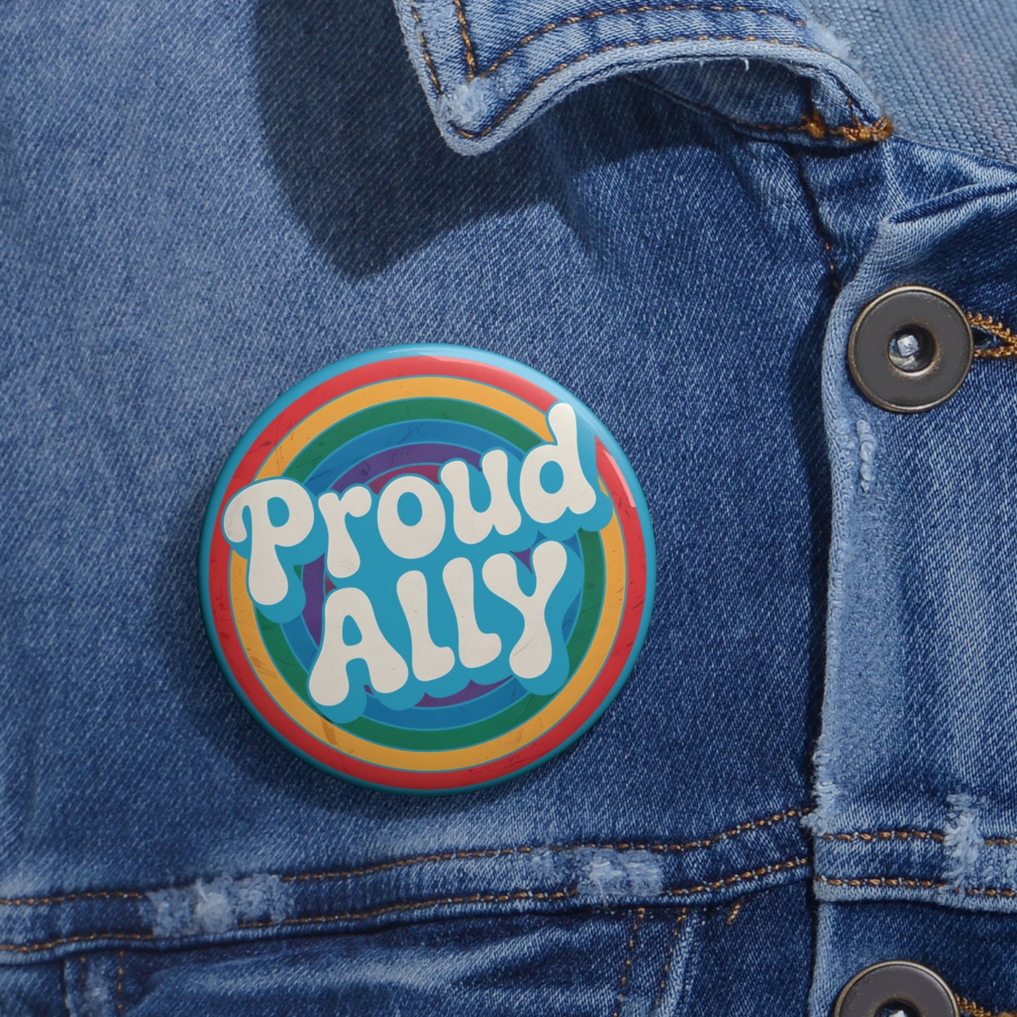 PROUD ALLY Statement Pin in Blue