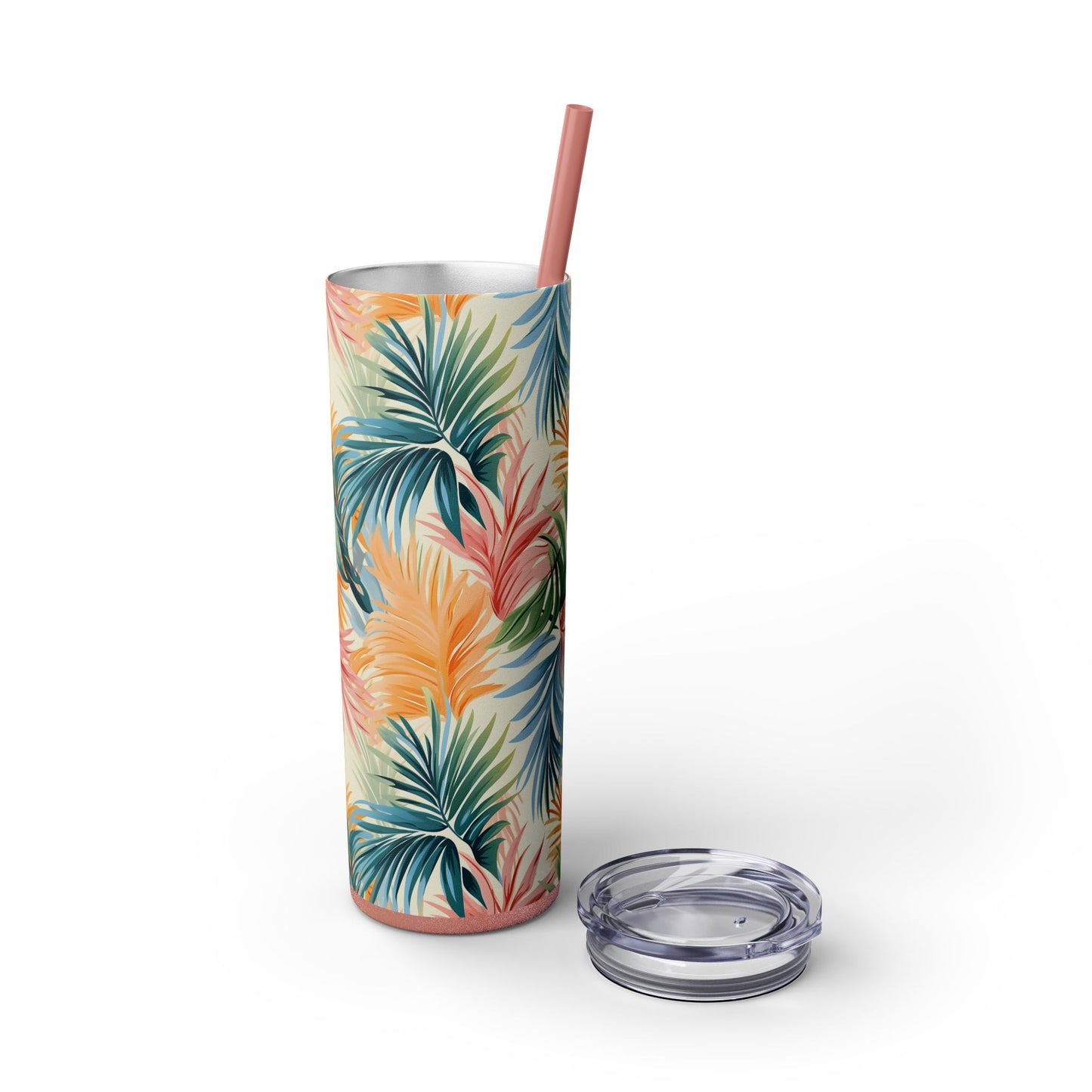 Tropical Floral Skinny Tumbler with Straw - 20oz Travel Drinkware