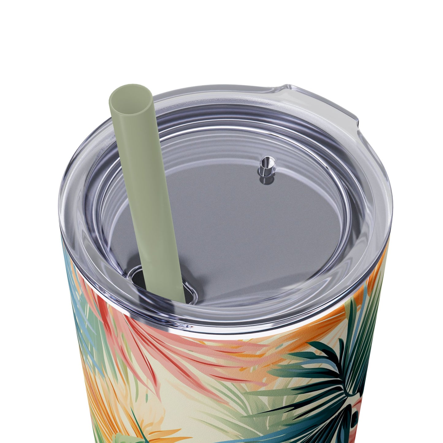 Tropical Floral Skinny Tumbler with Straw - 20oz Travel Drinkware