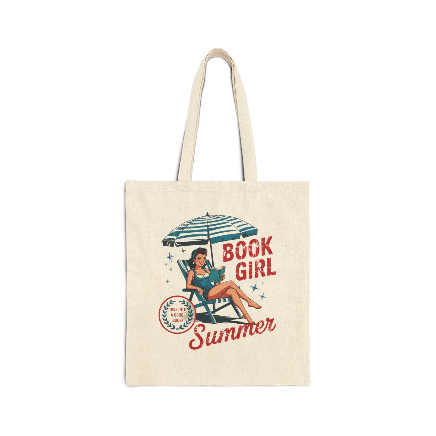 Book Girl Summer Cotton Canvas Tote Bag