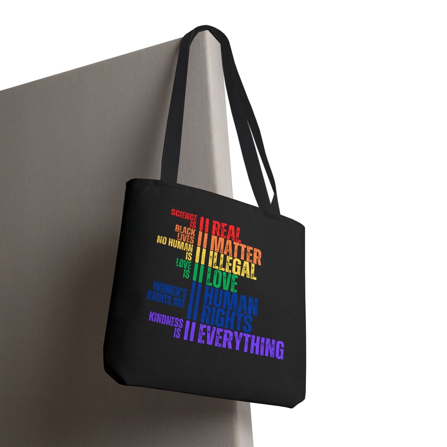 Equality Rainbow Tote Bag in Black