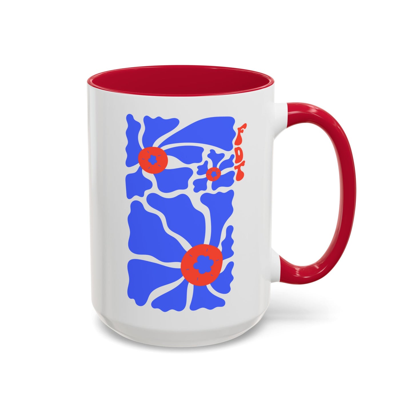 'FDT' Red & Blue Floral Anti-Trump Mug with Colored Handle