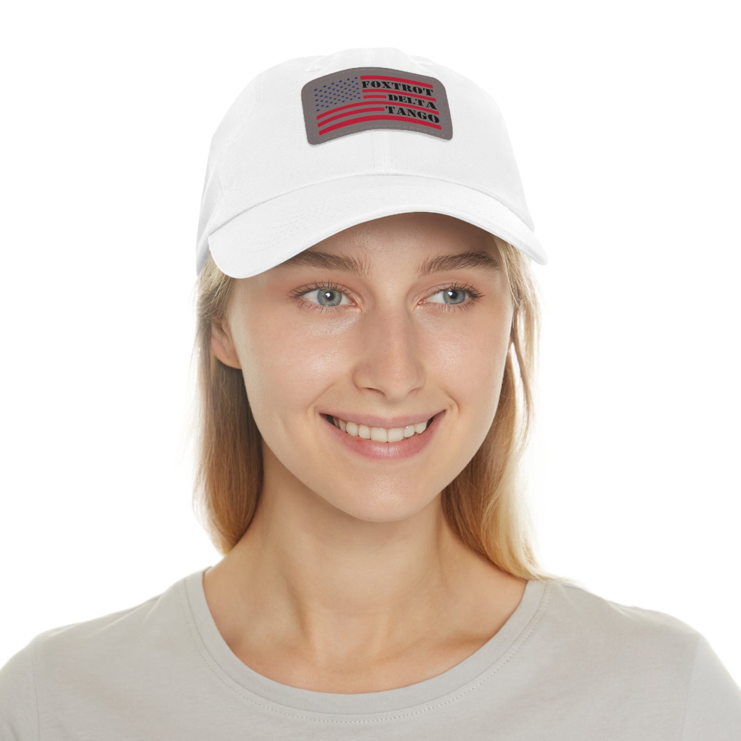 “FOXTROT DELTA TANGO” Anti-Trump Dad Hat with Gray Faux Leather Patch