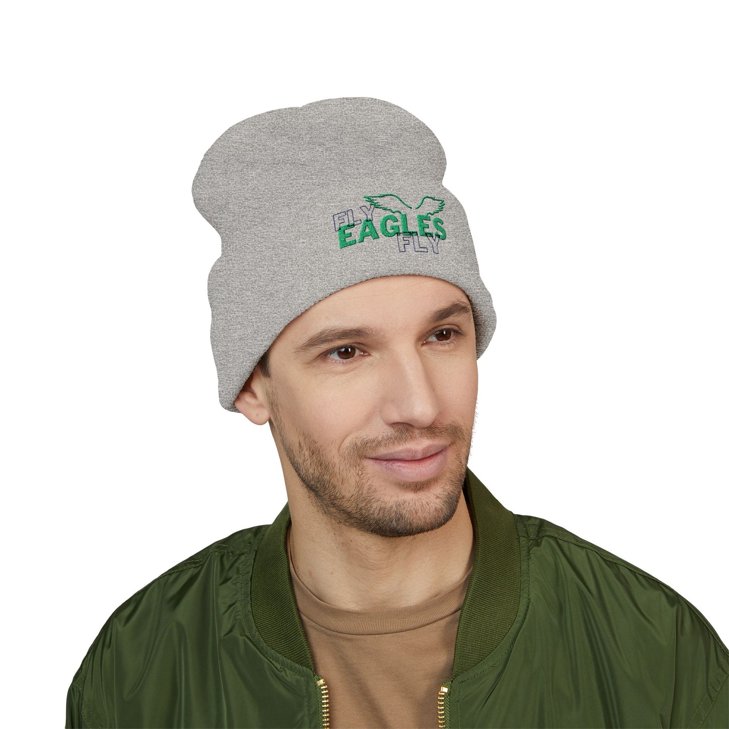 Cuffed Beanie - Embroidered 'Fly Eagles Fly'