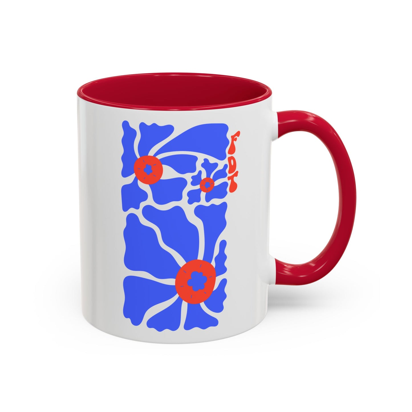 'FDT' Red & Blue Floral Anti-Trump Mug with Colored Handle