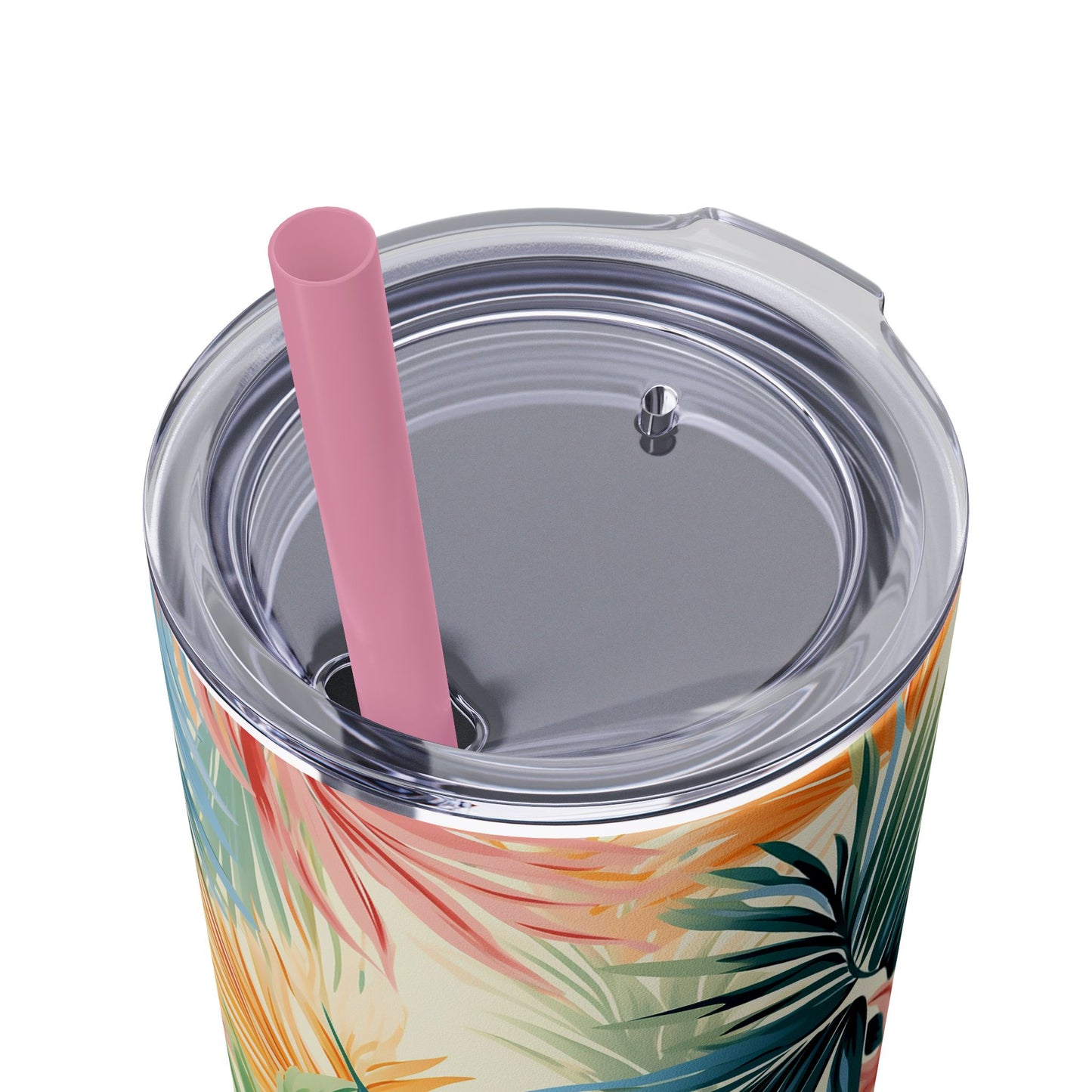 Tropical Floral Skinny Tumbler with Straw - 20oz Travel Drinkware