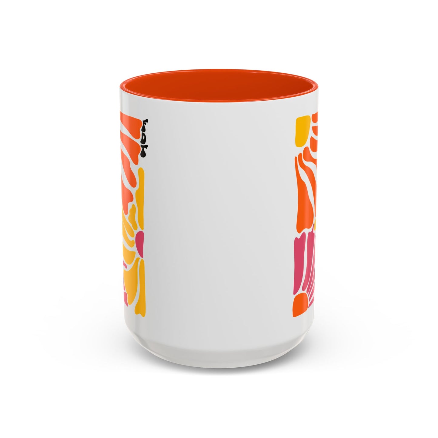 Ceramic Mug with Orange Accents - 'FDT' Colorful Floral