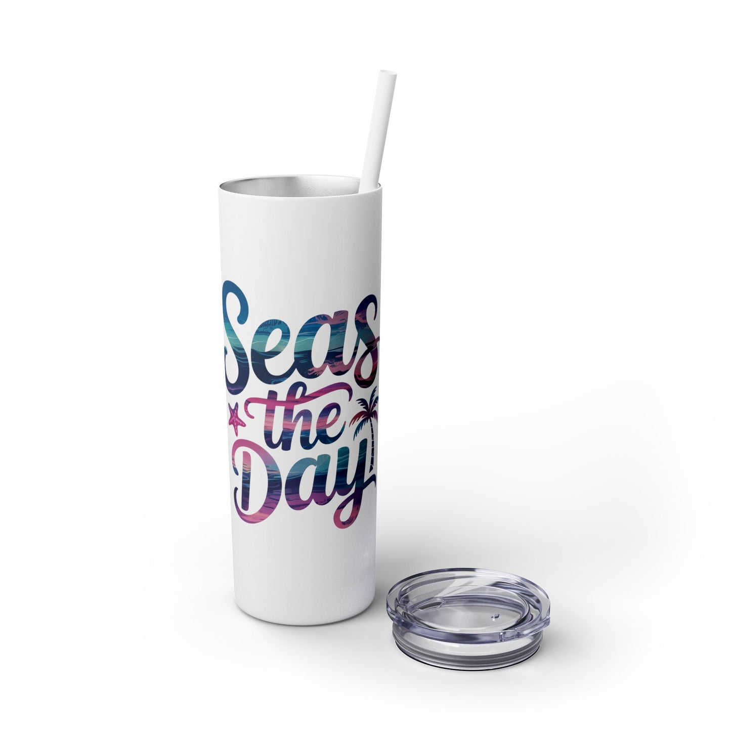 Seas the Day Skinny Tumbler with Straw - 20oz Travel Cup