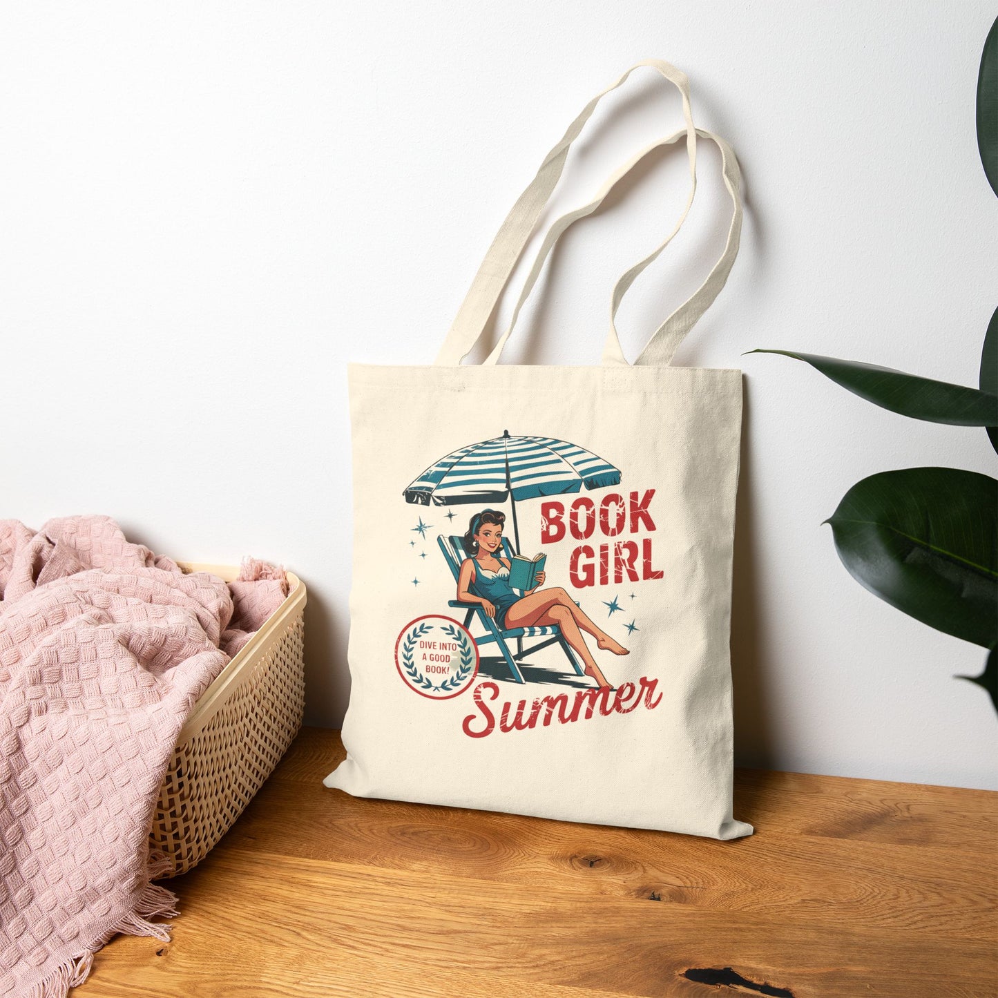 Book Girl Summer Cotton Canvas Tote Bag