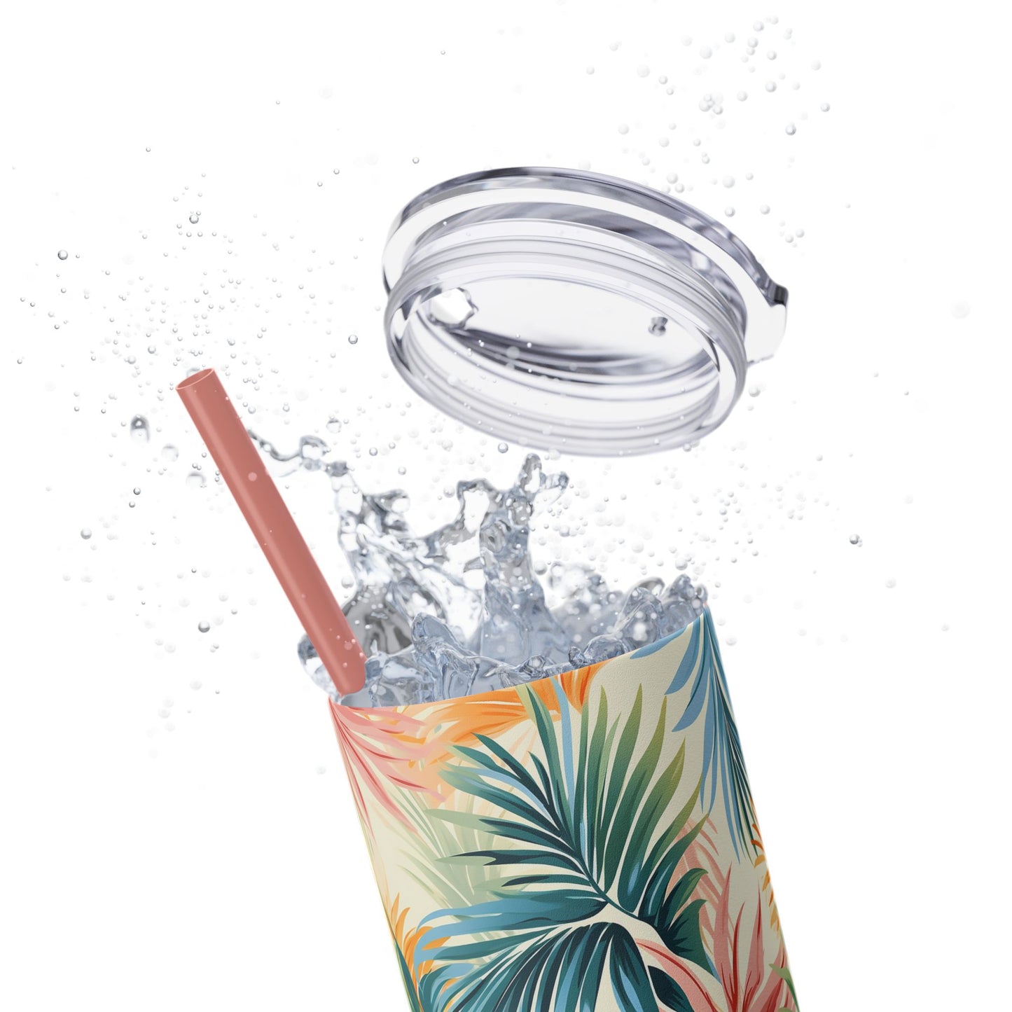 Tropical Floral Skinny Tumbler with Straw - 20oz Travel Drinkware