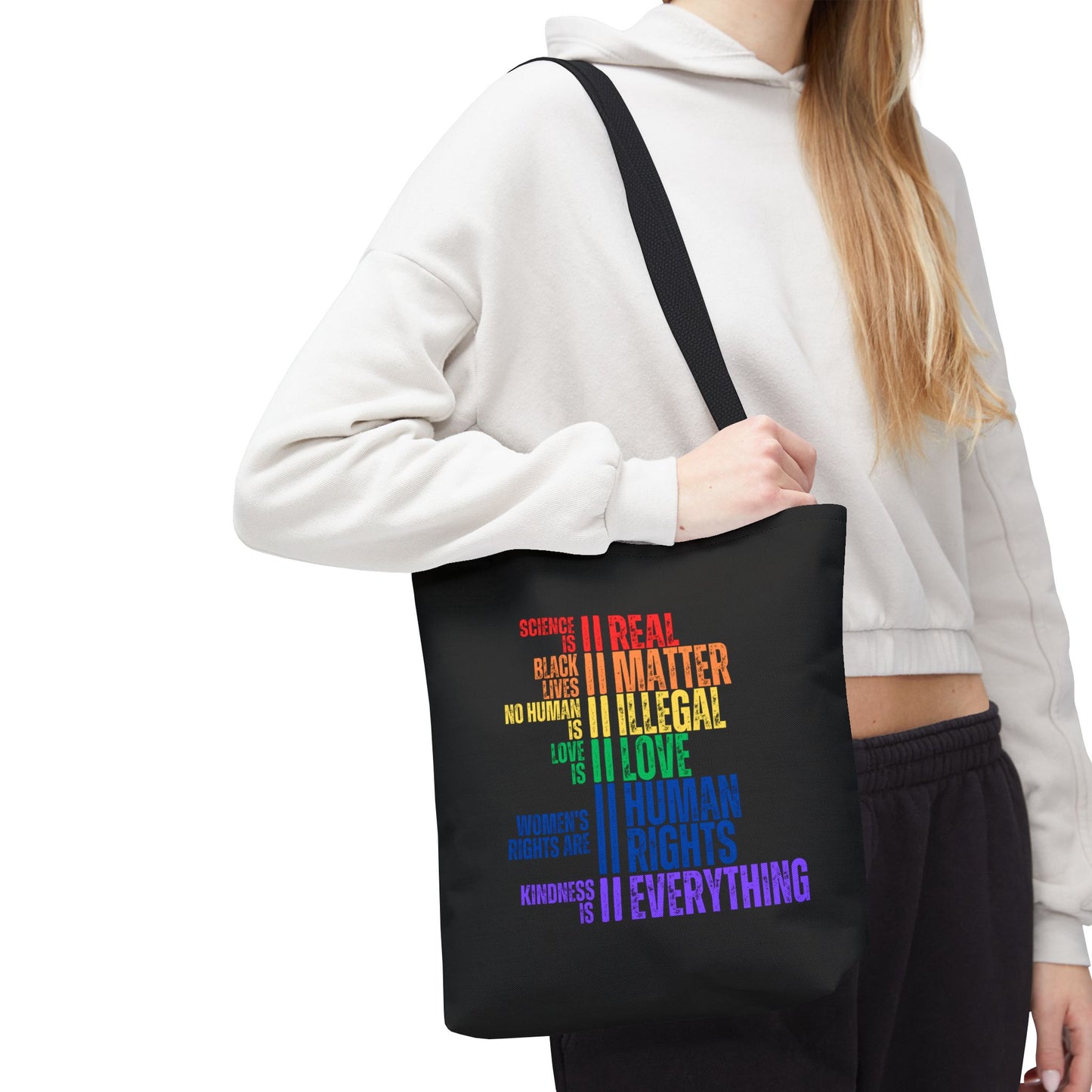 Equality Rainbow Tote Bag in Black