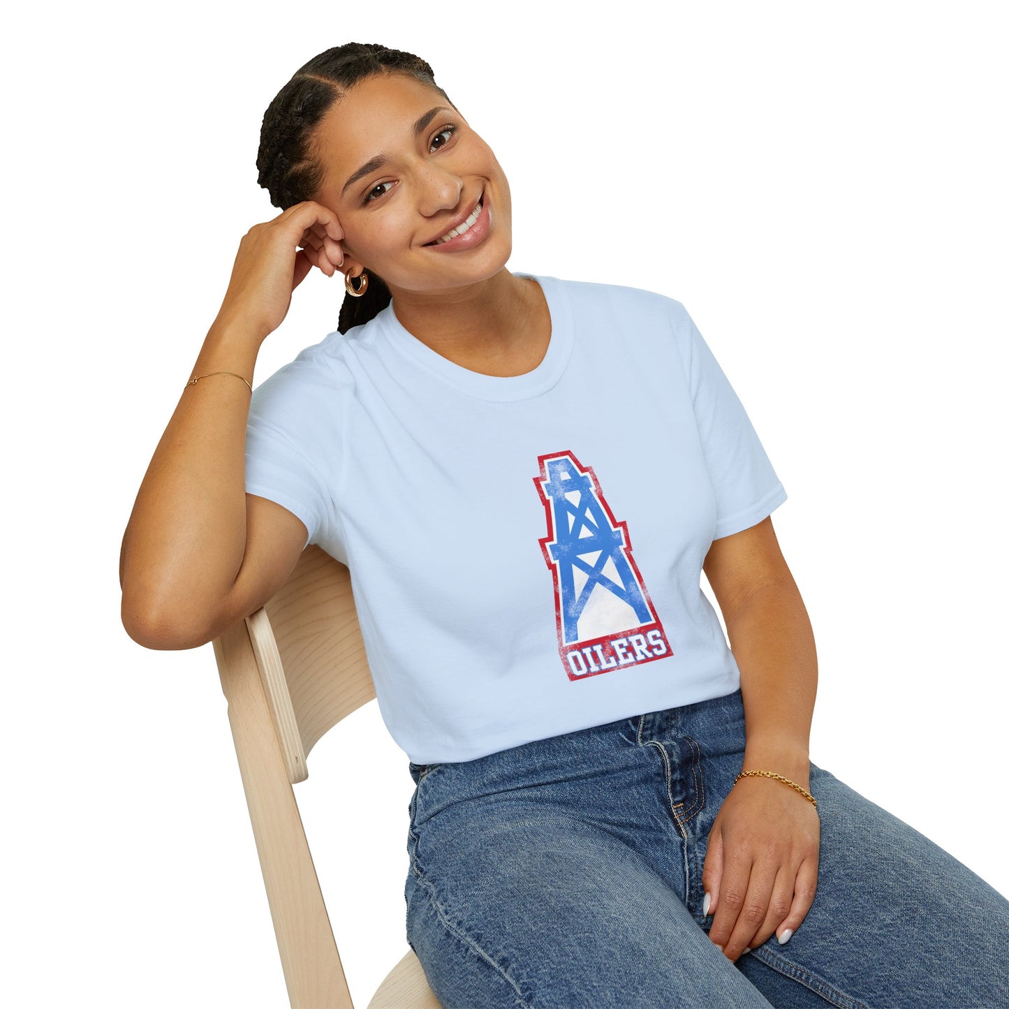 Houston Oilers Distressed Oil Derrick Unisex T-Shirt | Up to 5X