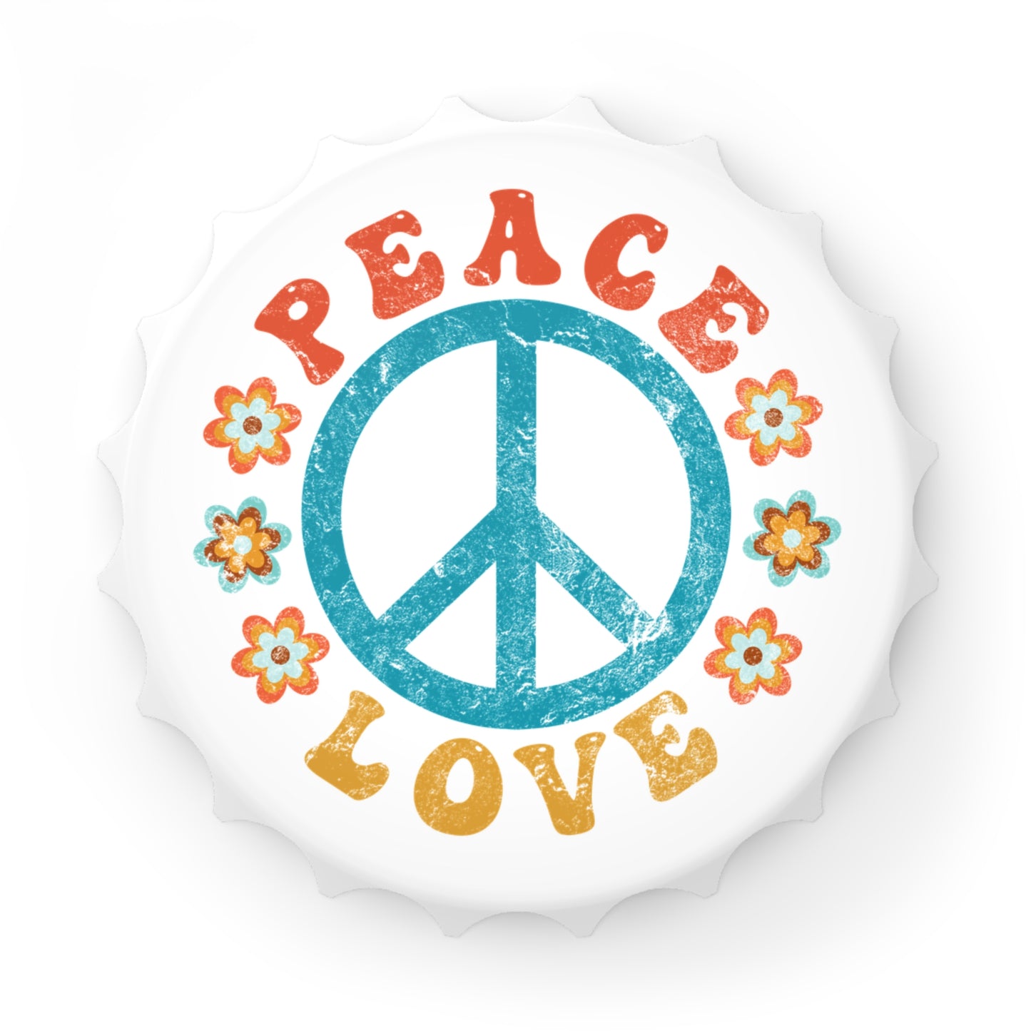 Peace & Love Bottle Opener Magnet