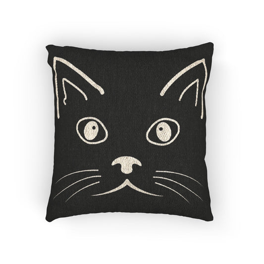 Halloween Woven Pillow - Black Cat