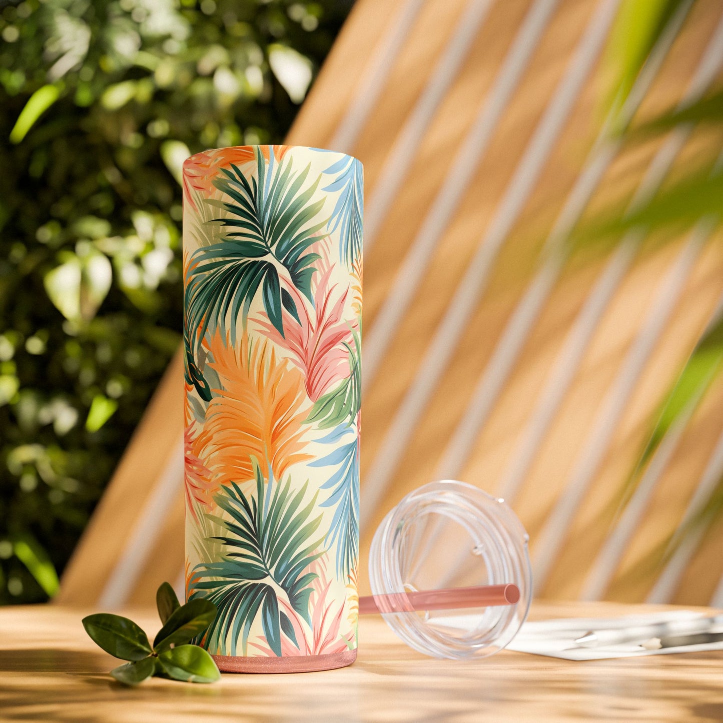 Tropical Floral Skinny Tumbler with Straw - 20oz Travel Drinkware