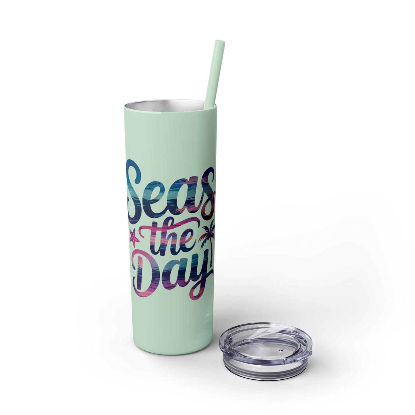 Seas the Day Skinny Tumbler with Straw - 20oz Travel Cup