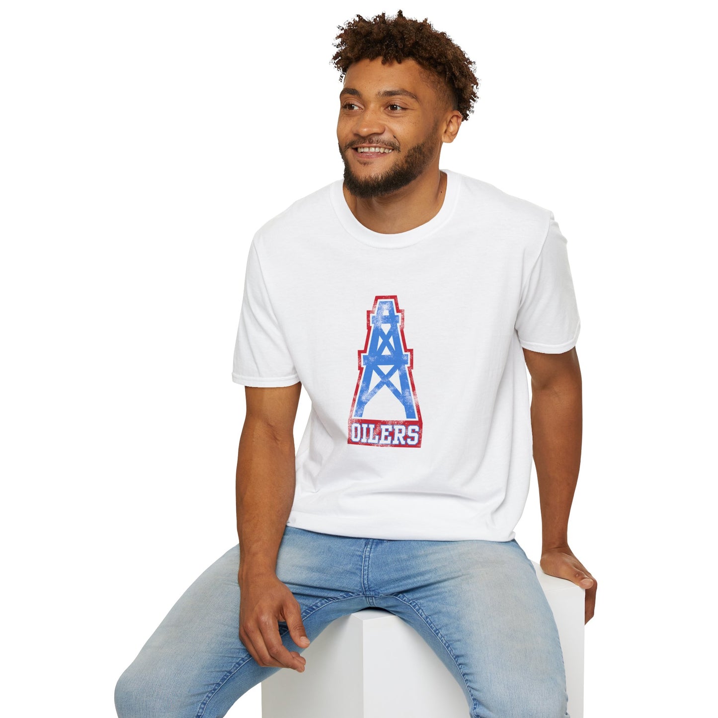 Houston Oilers Distressed Oil Derrick Unisex T-Shirt | Up to 5X