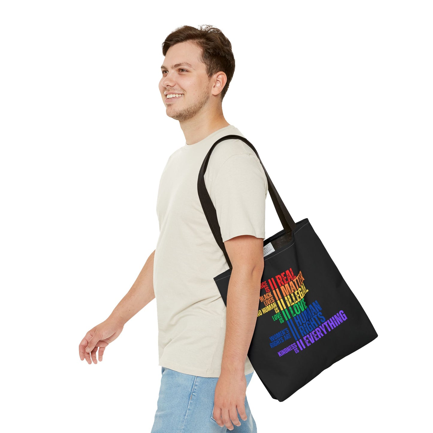 Equality Rainbow Tote Bag in Black