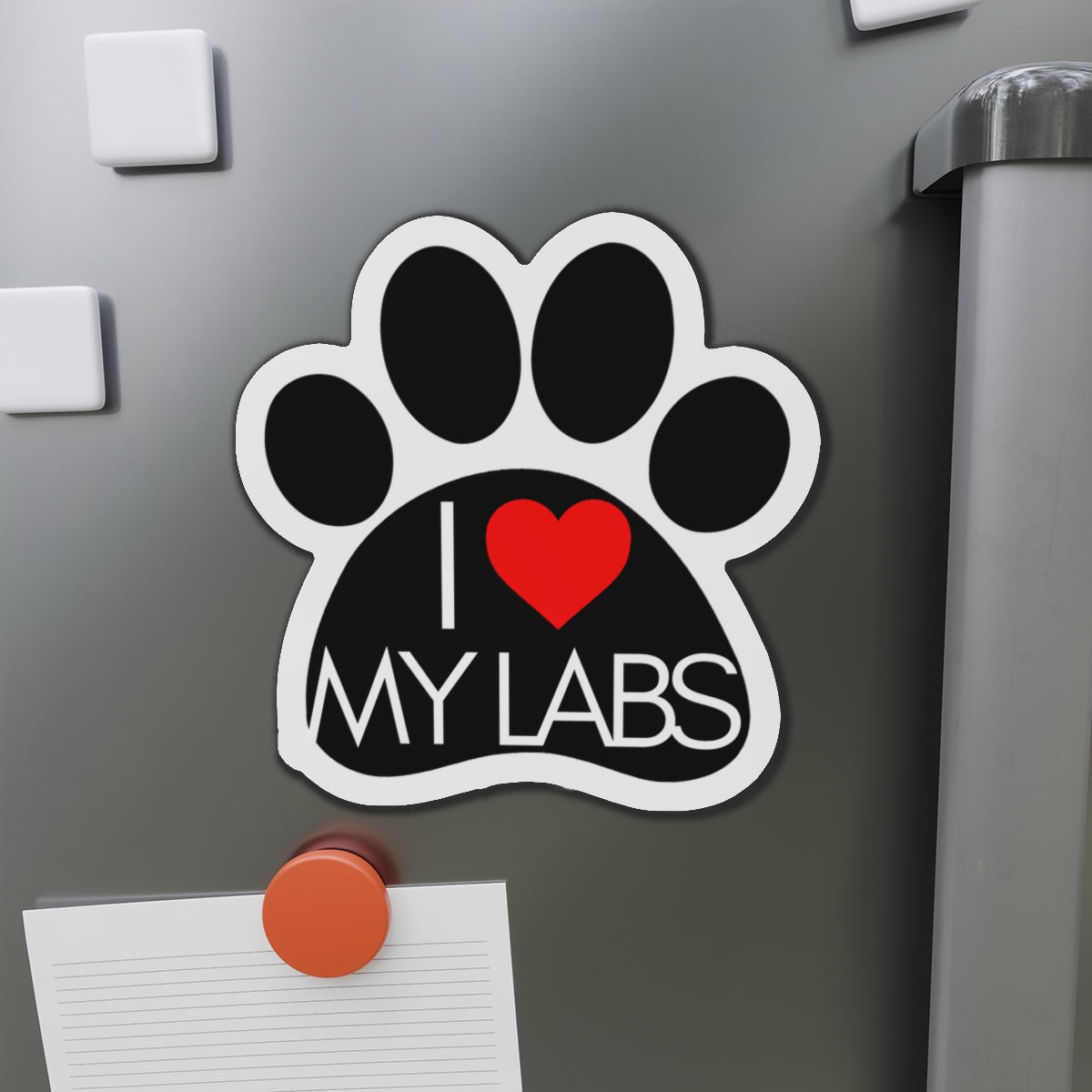 Love My Labs Paw Print Die-Cut Magnet