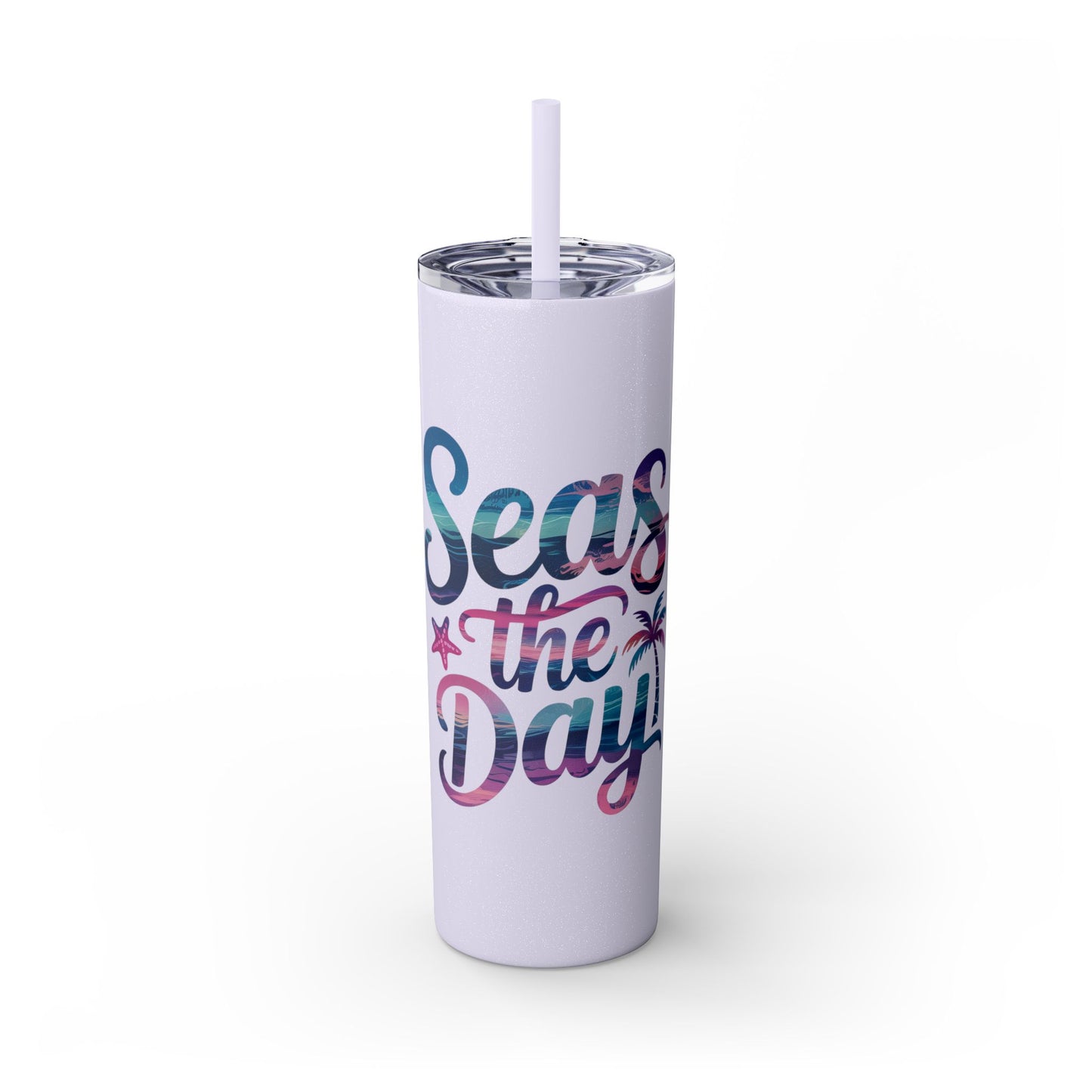 Seas the Day Skinny Tumbler with Straw - 20oz Travel Cup