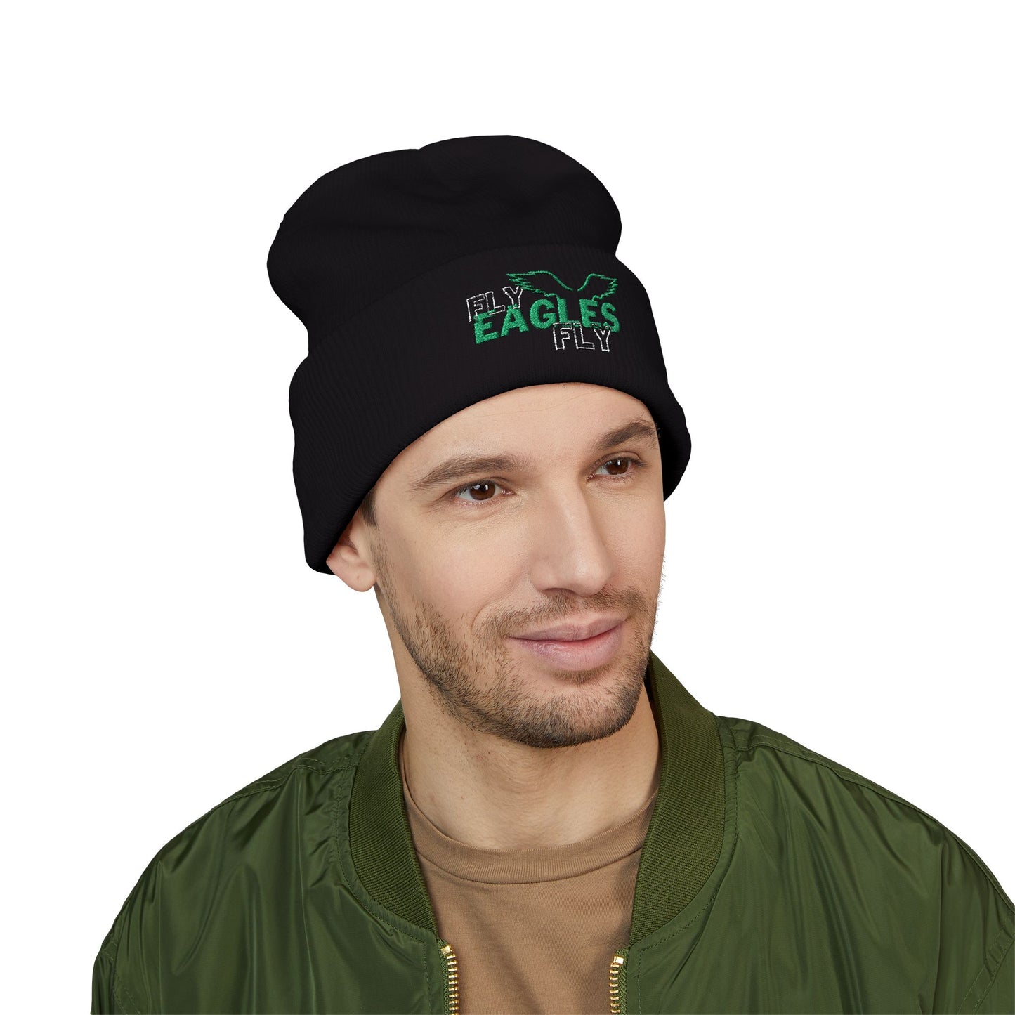 Cuffed Beanie - Eagles Embroidered ‘Fly Eagles Fly’