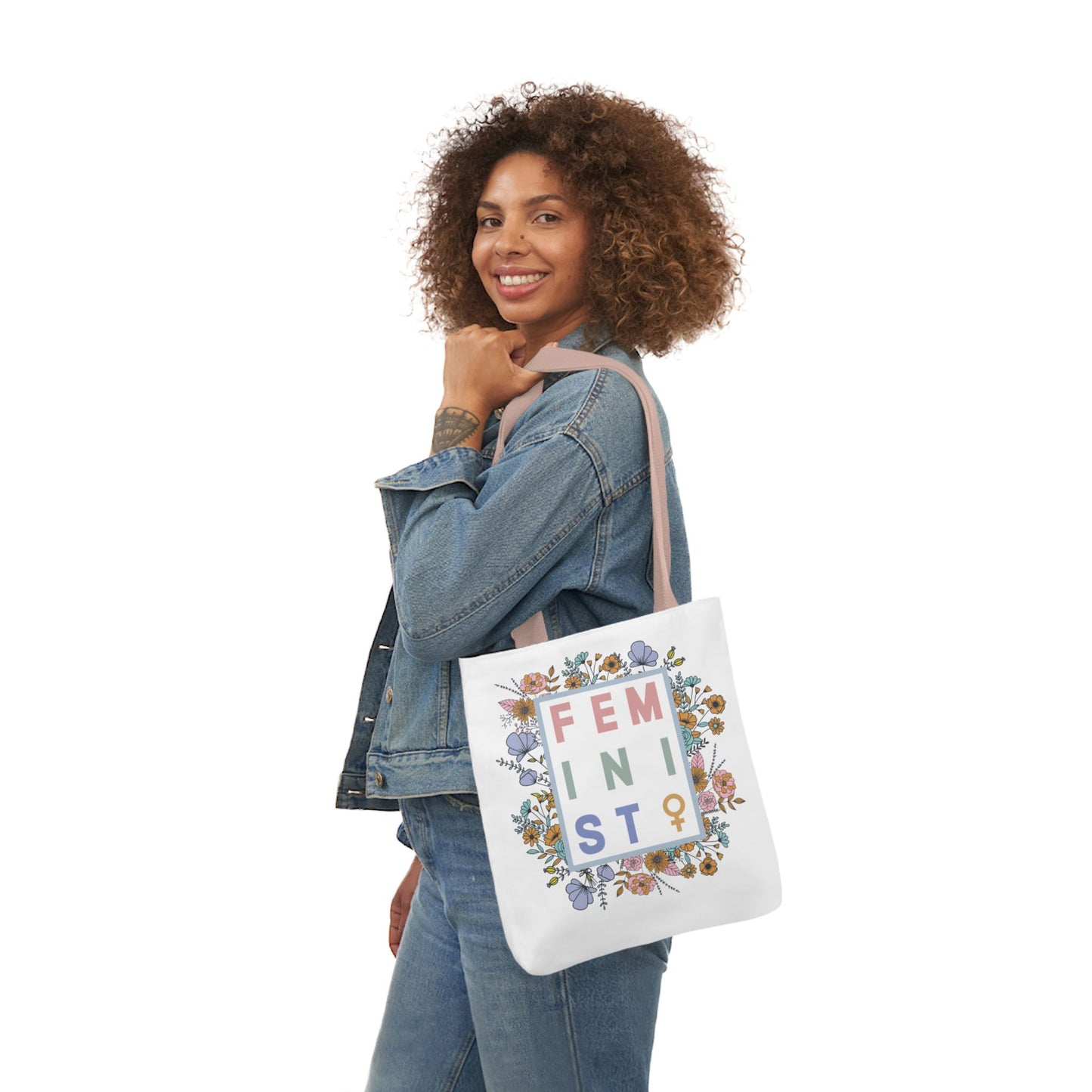 Feminist Floral Canvas Tote Bag