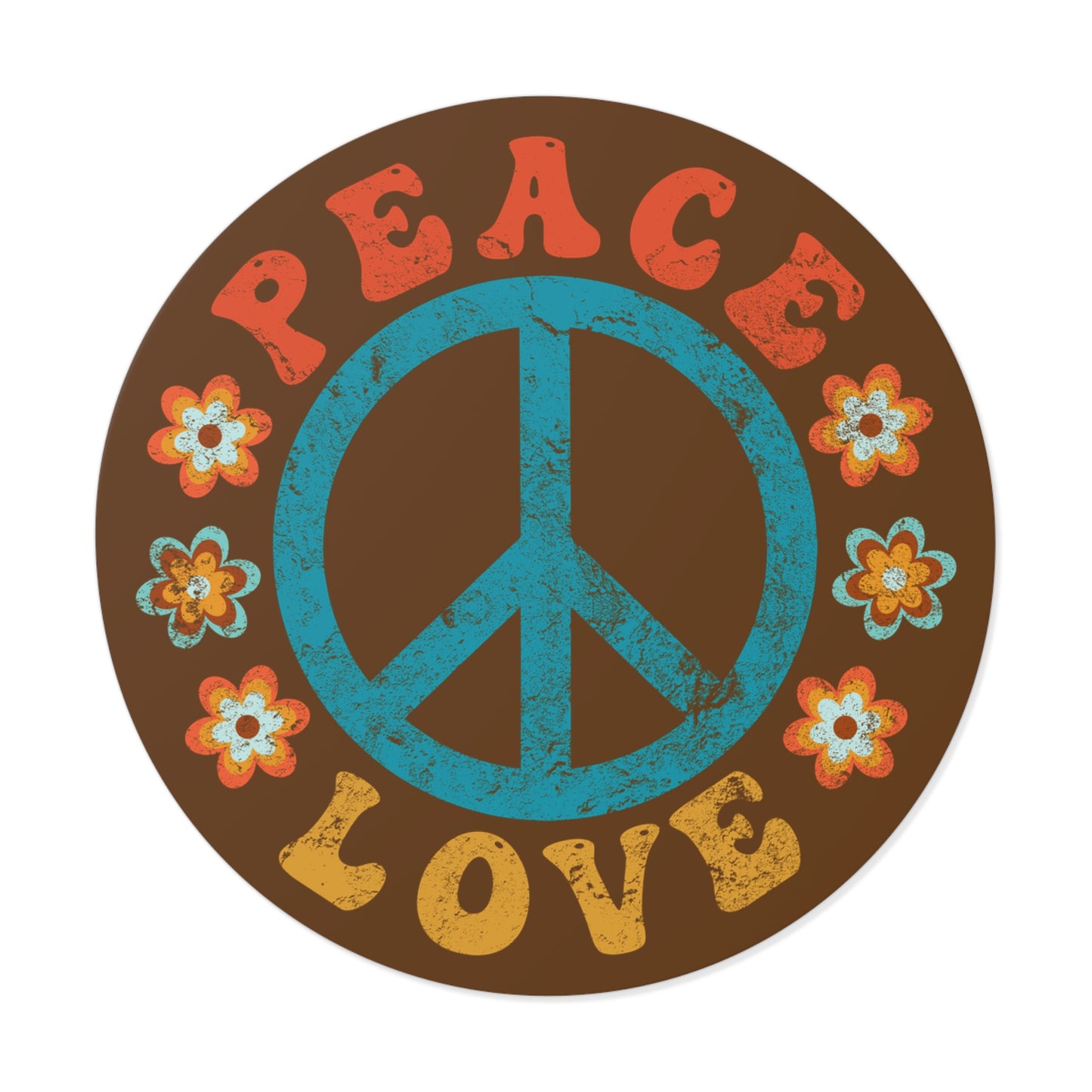 Peace & Love Round Vinyl Sticker