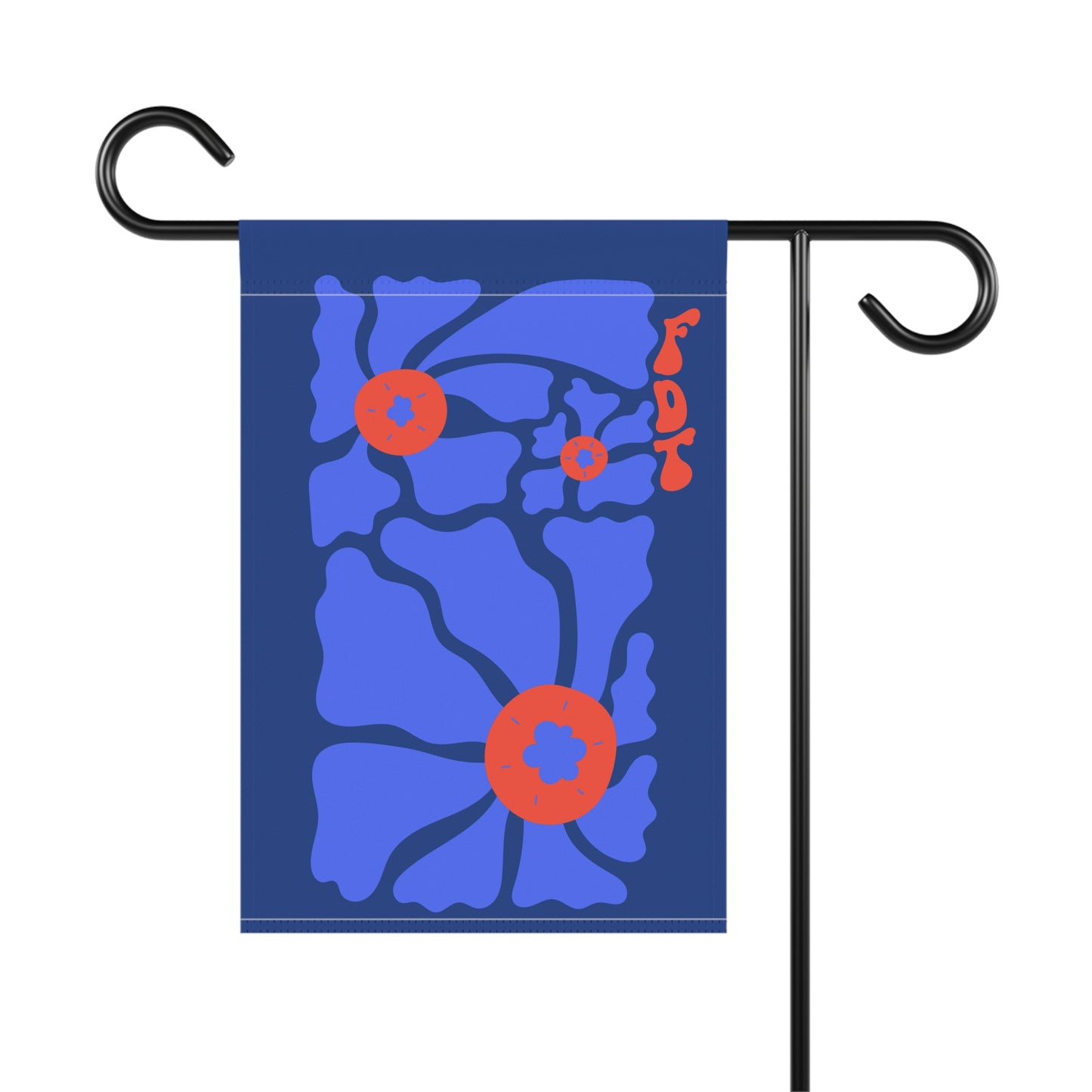 ‘FDT’ Red & Blue Floral Garden Flag