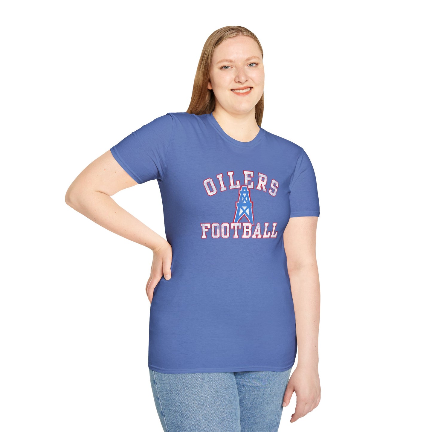 Houston Oilers Distressed “Oilers Football” Unisex T-Shirt | Up to 5X