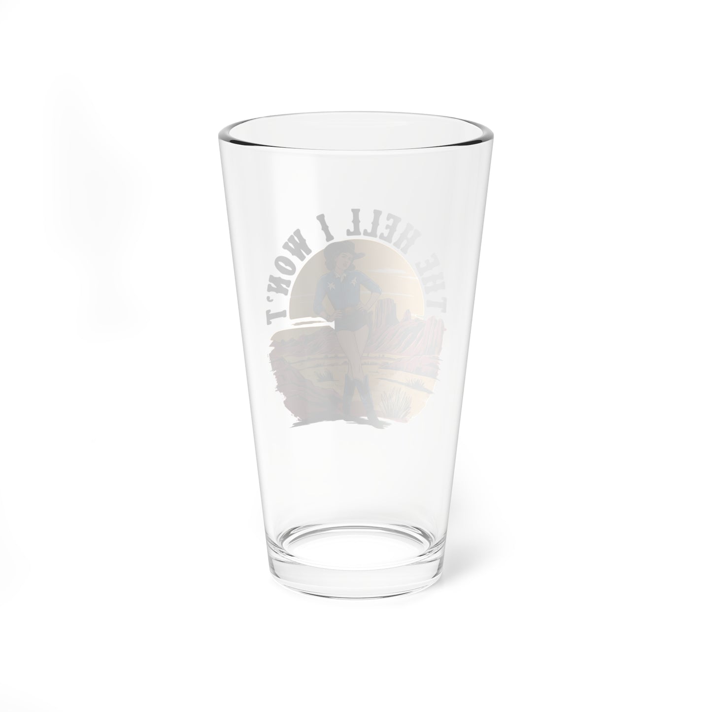 Vintage-Inspired 16oz Mixing Glass - "The Hell I Won't"