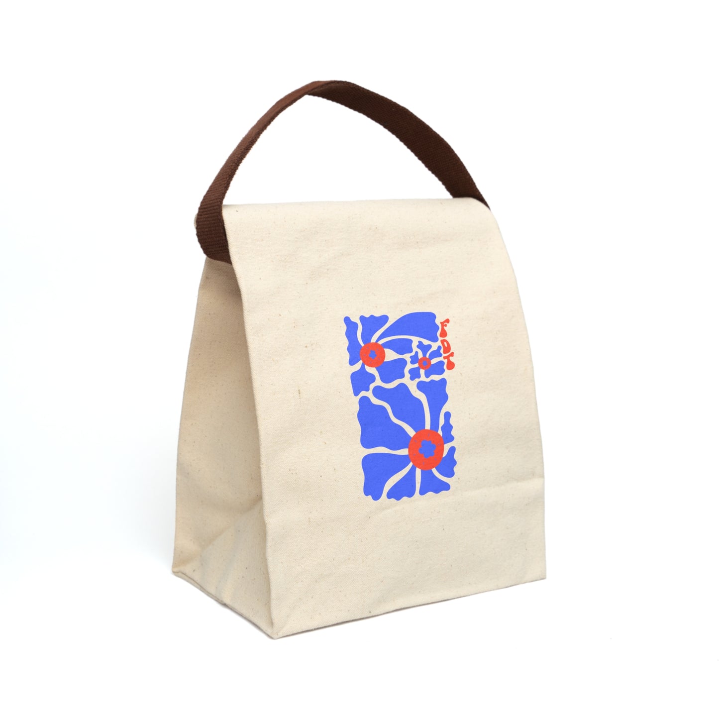 “FDT” Anti-Trump Canvas Lunch Bag with Red & Blue Floral Design