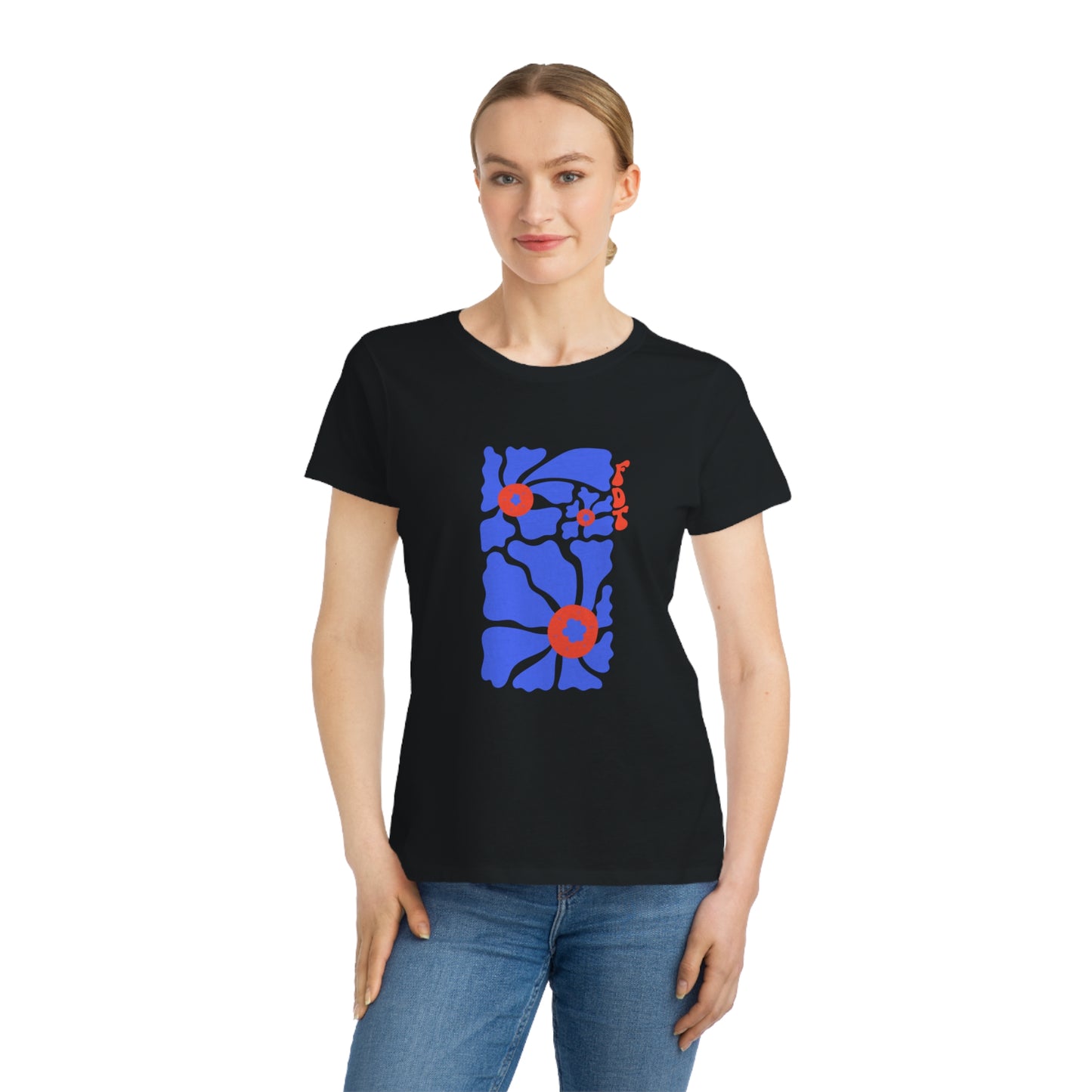 ‘FDT’ Red & Blue Floral Organic Women’s Tee