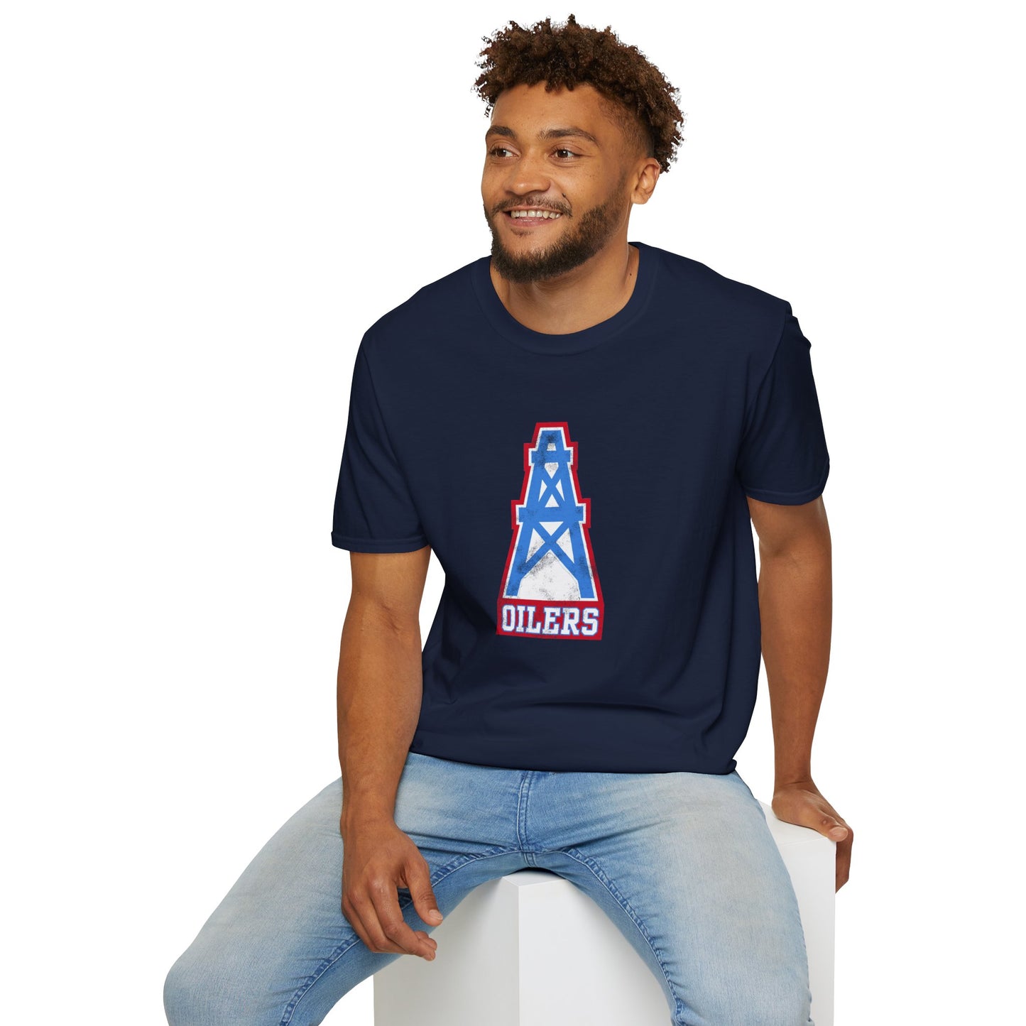 Unisex Tee - Houston Oilers Distressed Oil Derrick