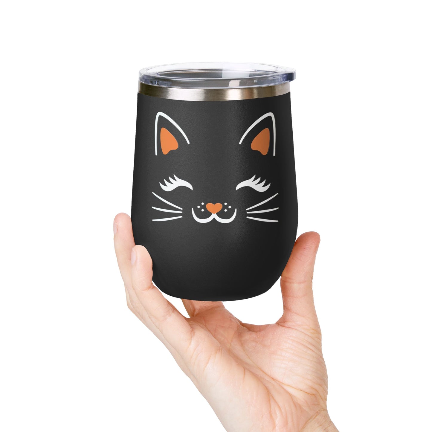 Wine Tumbler, 12oz - Black Cat