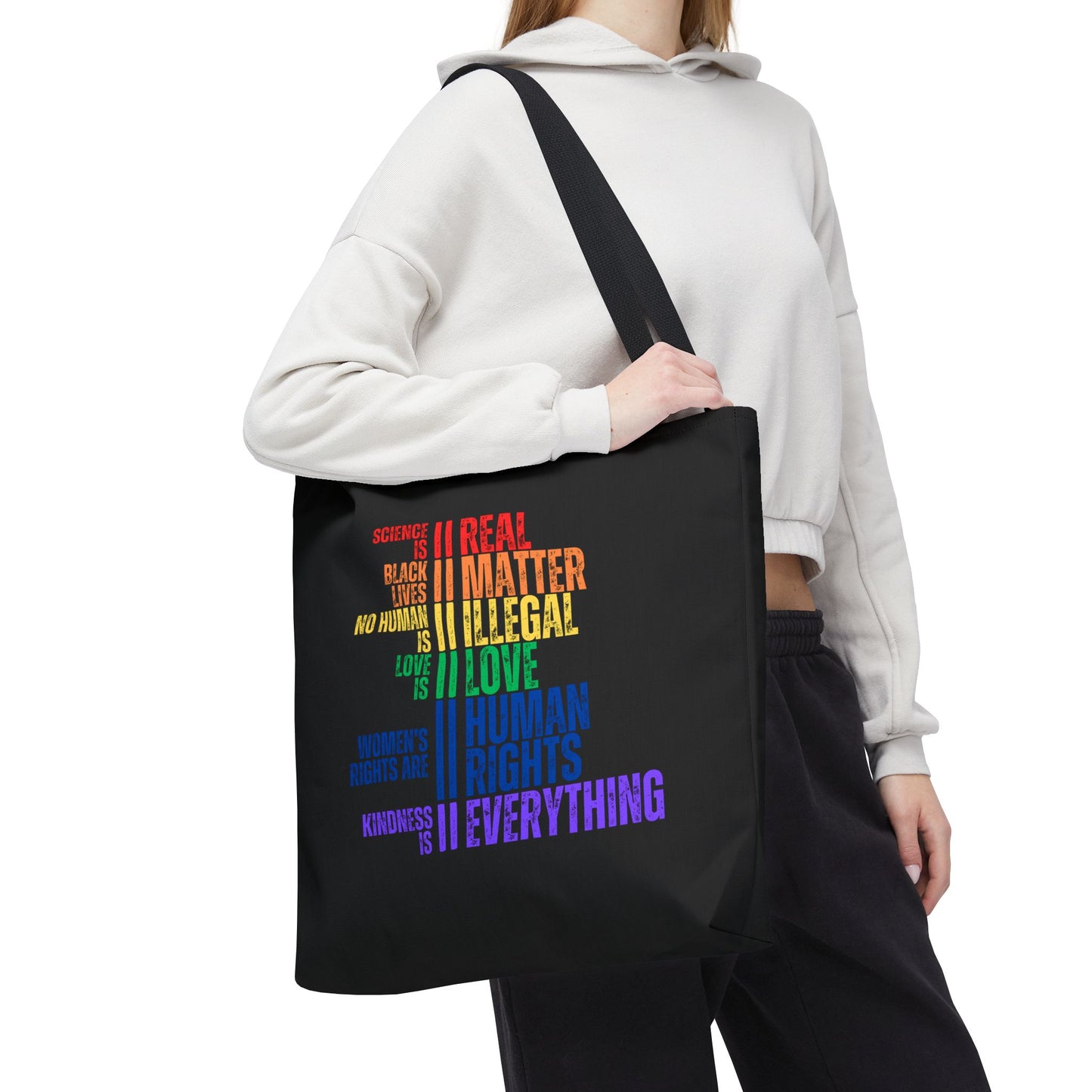 Equality Rainbow Tote Bag in Black