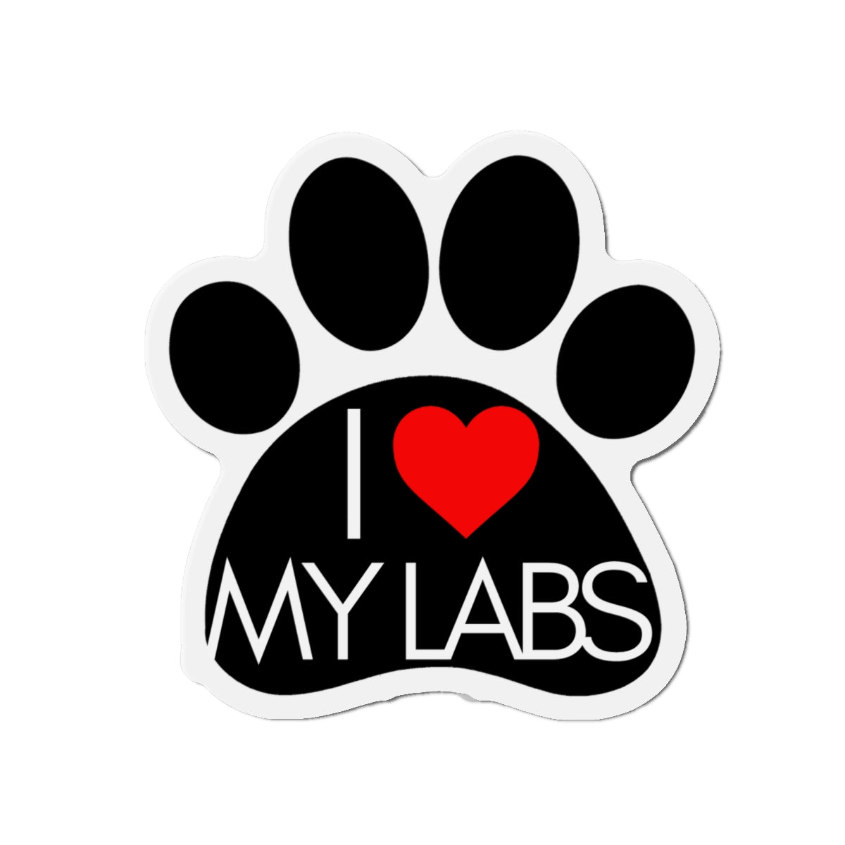 Love My Labs Paw Print Die-Cut Magnet