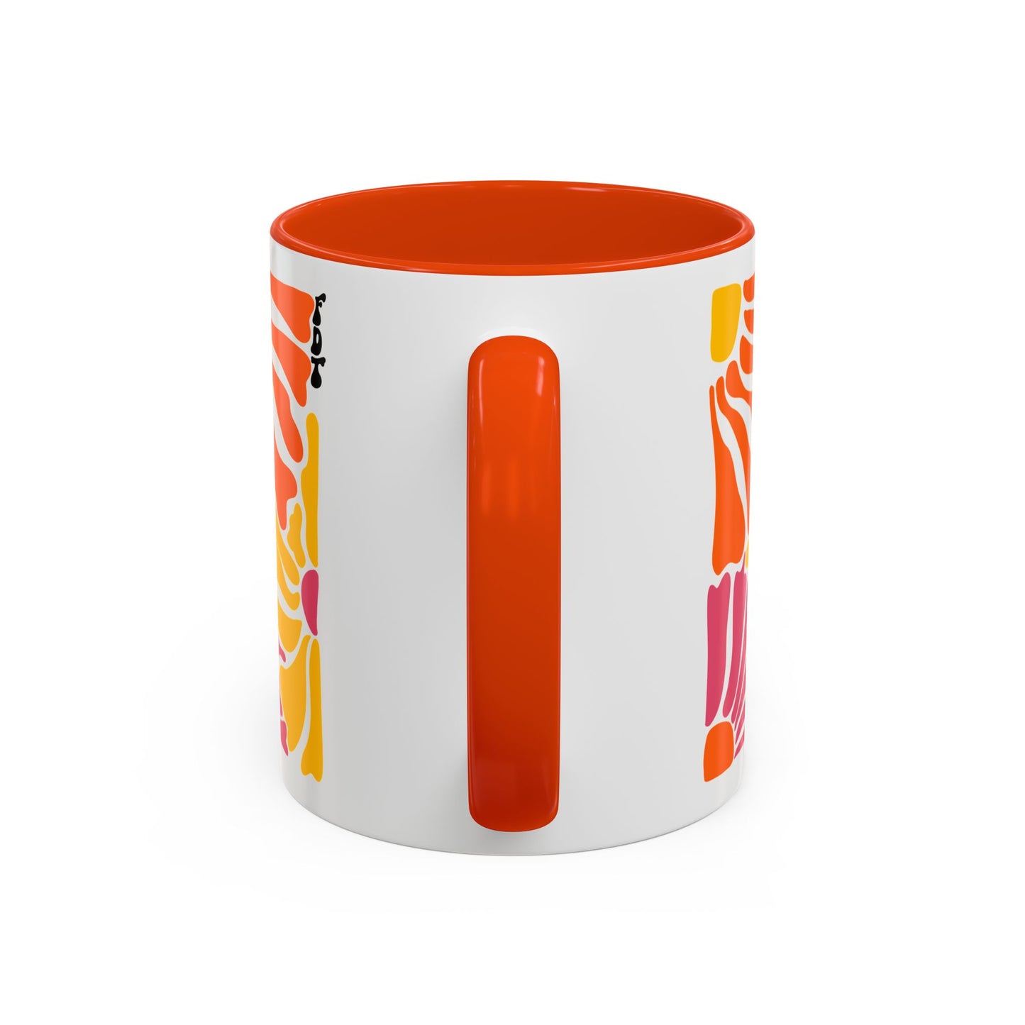 Ceramic Mug with Orange Accents - 'FDT' Colorful Floral