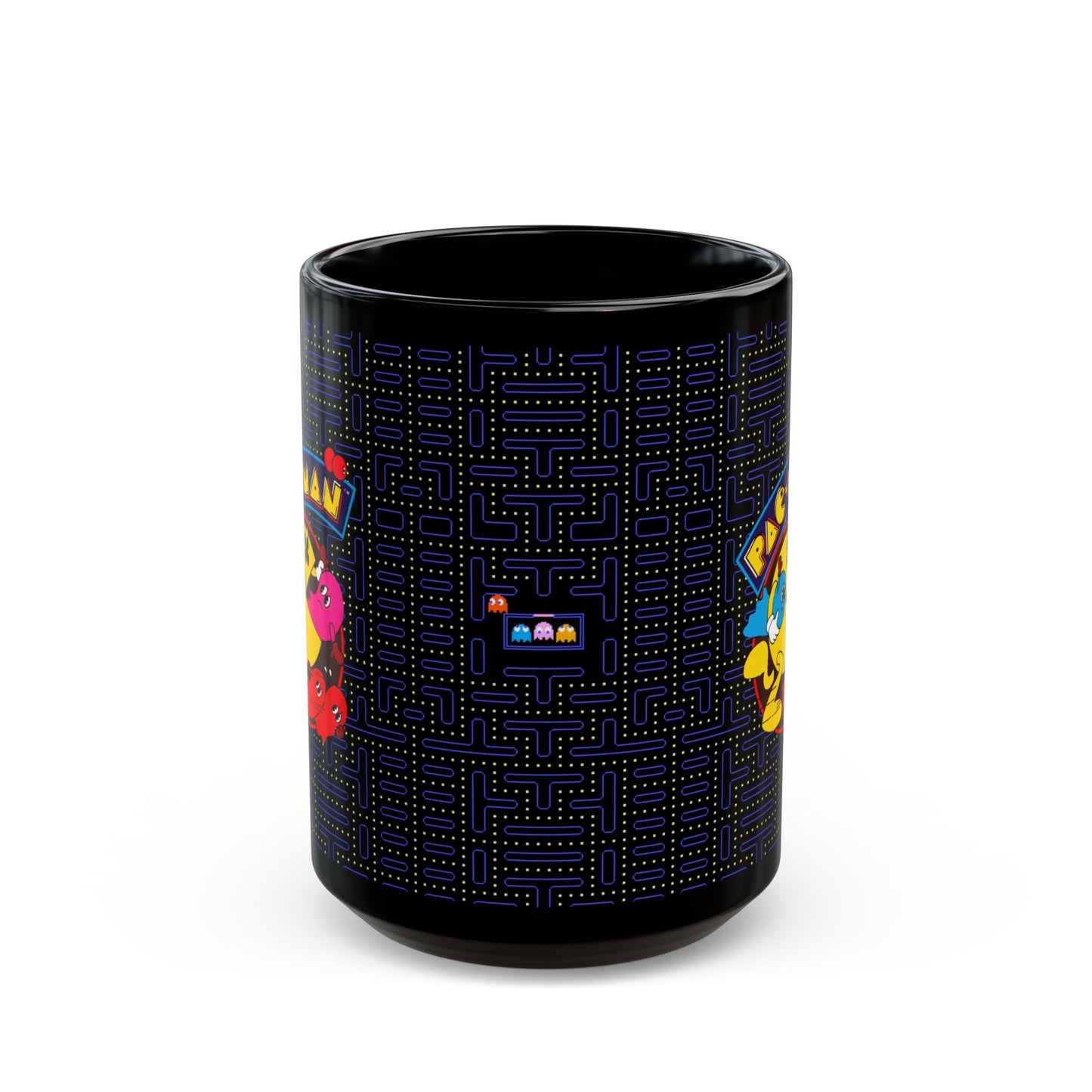 Pac-Man Themed Black Mug